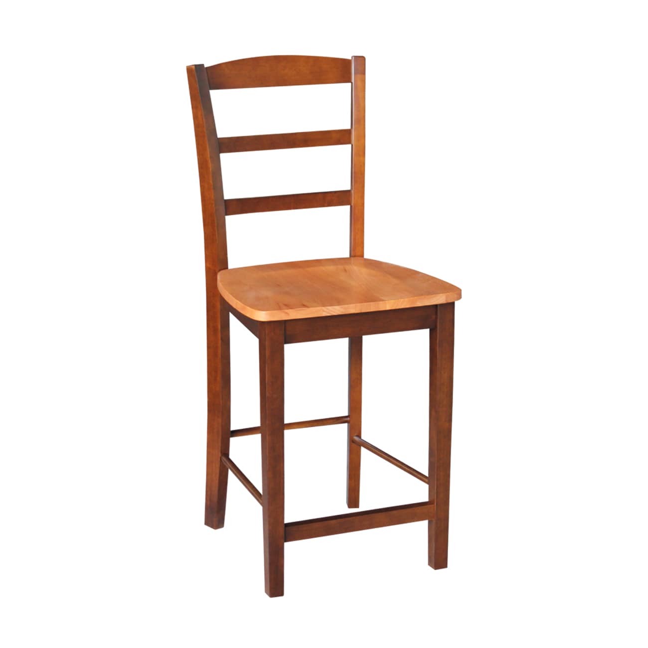 Contemporary Madrid 24" Solid Parawood Counter Stool in Cinnamon/Espresso