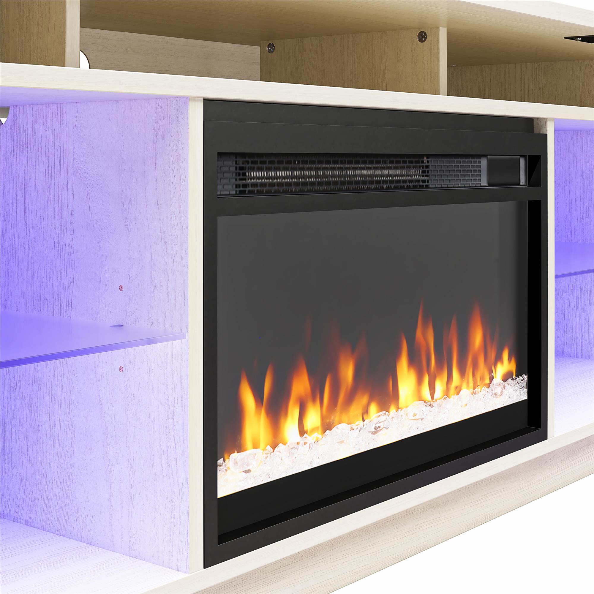 Luna Ivory Oak 75" Electric Fireplace TV Console