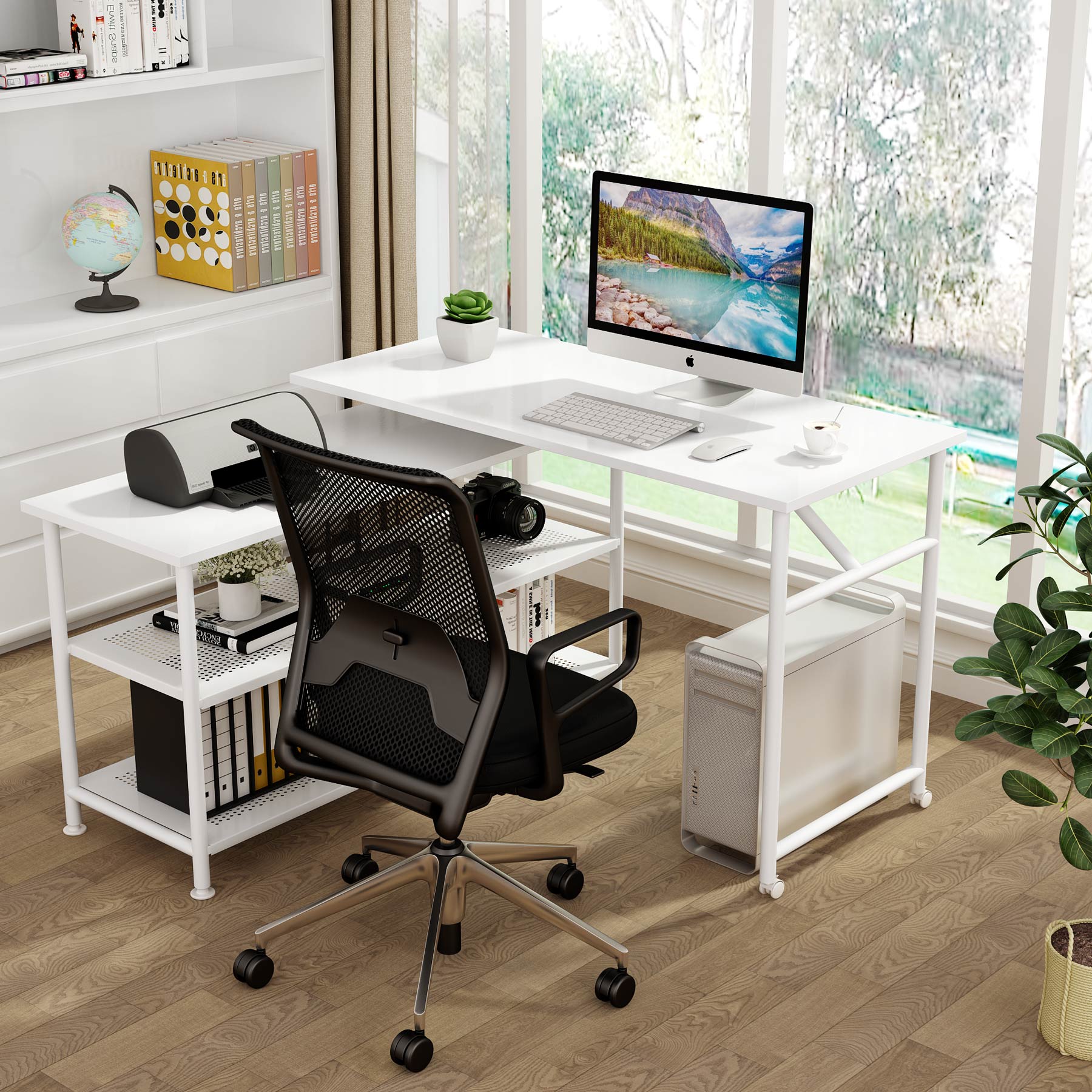 Tribesigns Hoga-JW0172 53.1-in White Modern/Contemporary Computer Desk in  the Desks department at