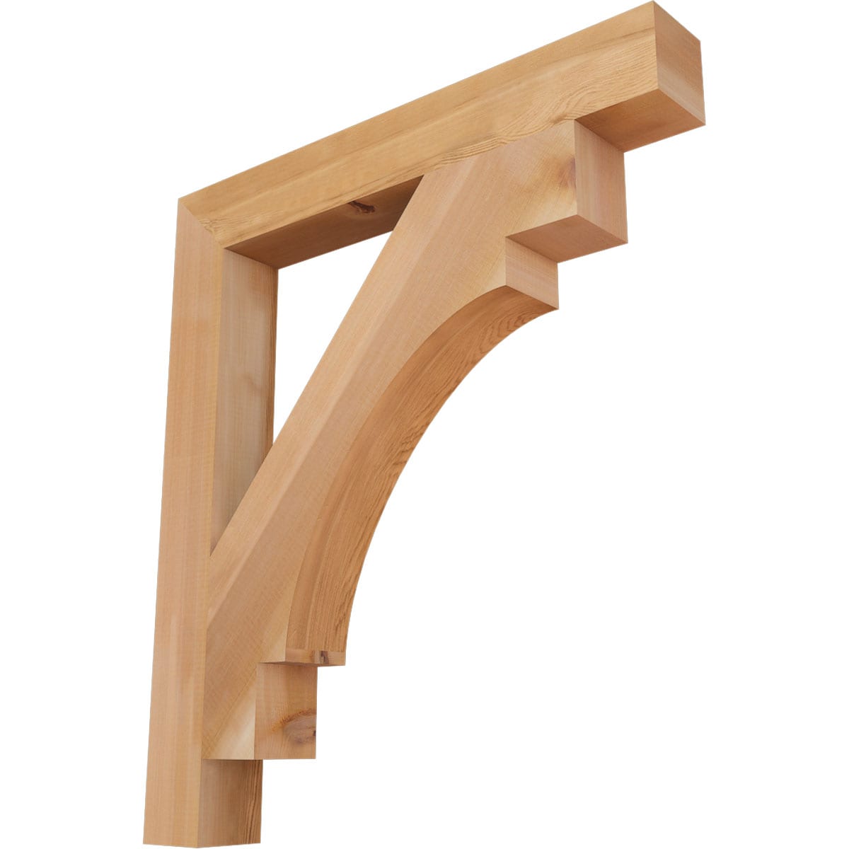 Ekena Millwork BKT04X30X34MRC05SWR Merced block smooth 3-1/2-in x 30-in x 34-in Western red cedar Brown Wood Standard bracket