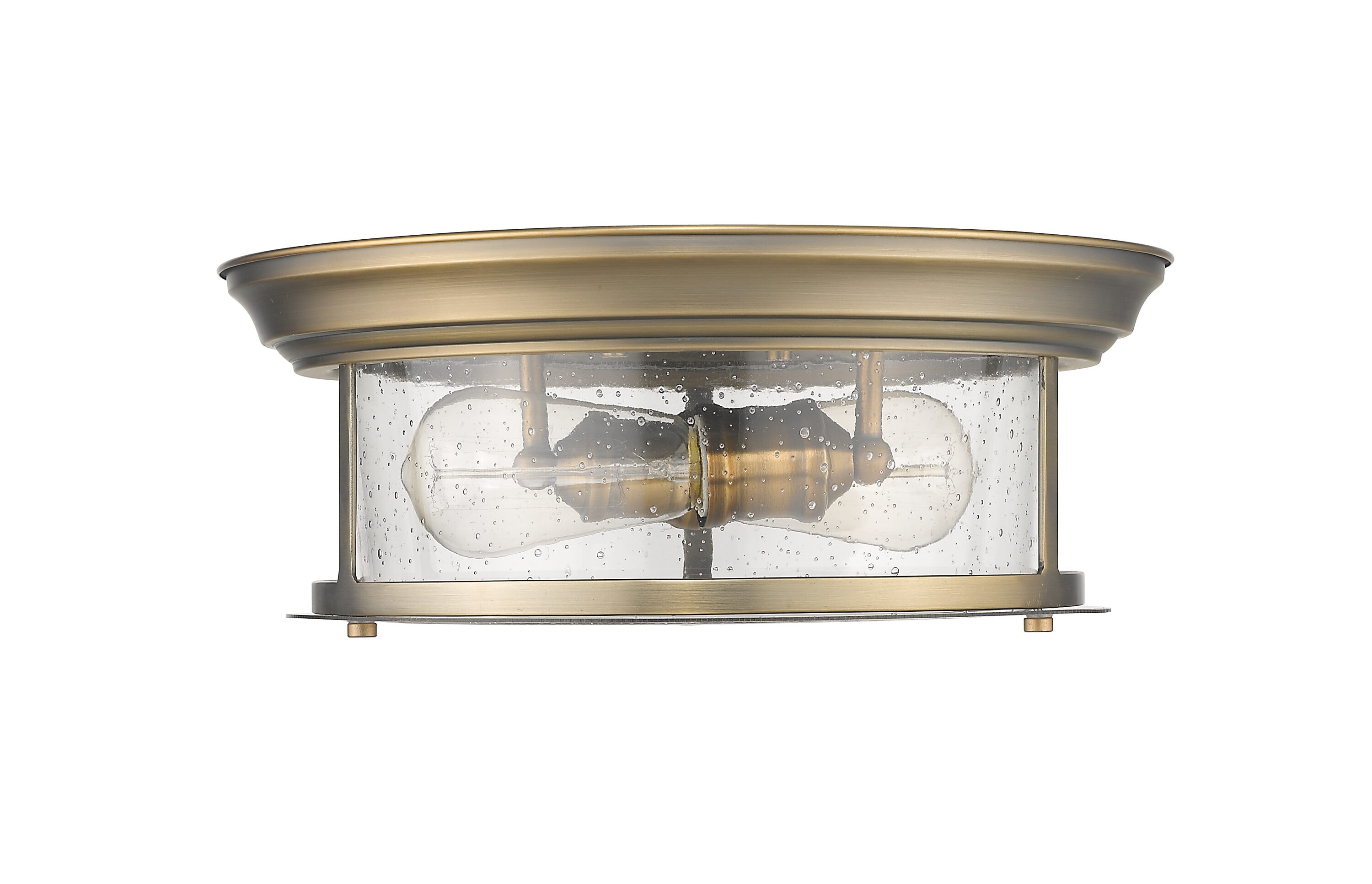 Heritage Brass 13.5" Flush Mount Light with Seeded Glass Shade
