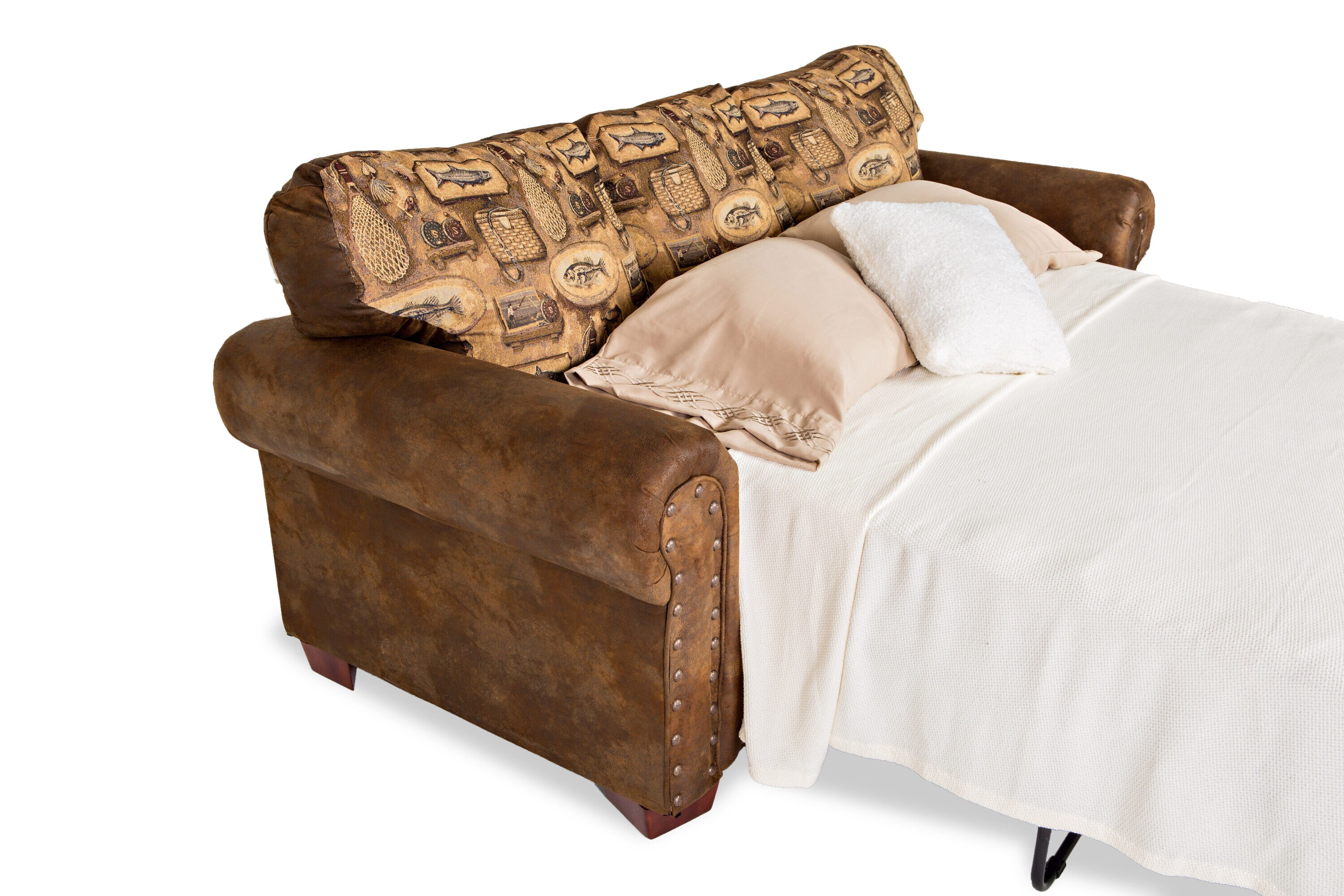 Brown Microfiber and Cotton 4-Piece Sleeper Sofa Set