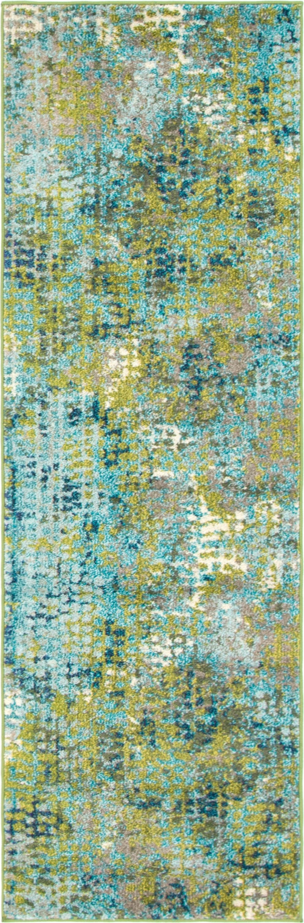 Unique Loom 3142279 Bondi Chromatic 2 x 6 (ft) Loomed Polypropylene Green/Blue Rectangular Indoor Abstract Runner rug