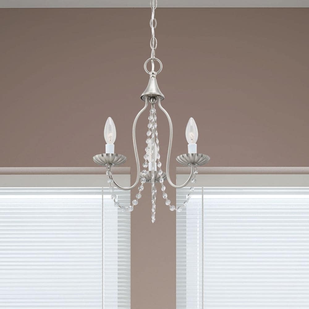 Alessia Brushed Nickel 3-Light Mini Chandelier with Crystal Accents