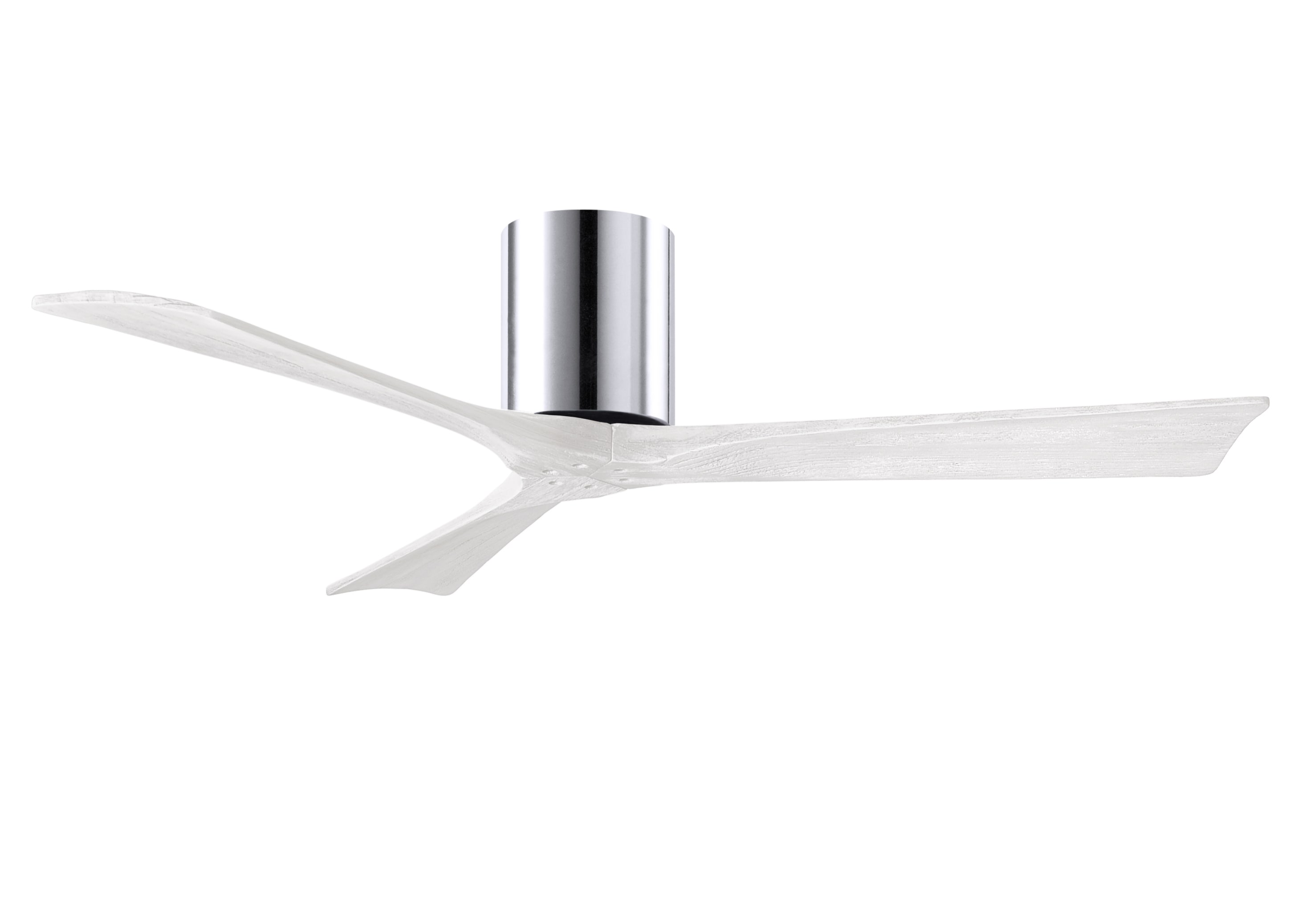 Matthews Fan Company IR3H-CR-MWH-52 Irene-3H 52-in Outdoor Flush Mount Polished Chrome with Matte White Blades Ceiling Fan Without Light - Remote Included ( 3 -Blade )
