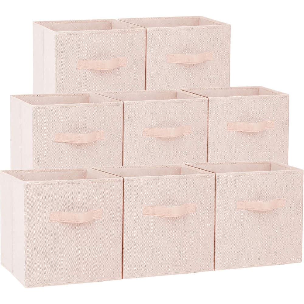 Baginizer  Heavy Duty Fabric Storage Bins 13 Inch 8 Pack Collapsible Cube Baskets for Shelves Closet Organizer Clothes Blankets Toys Nursery