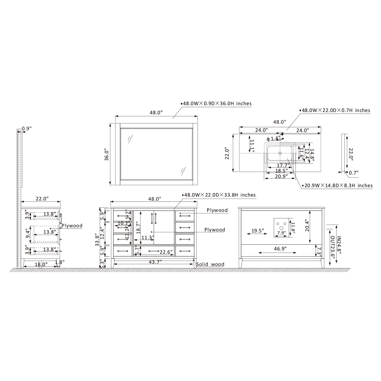 Altair 541048-GR-CA Bath-Vanity-Combo - View #10