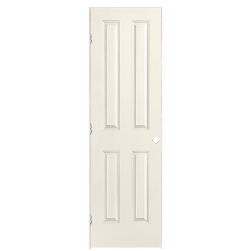 Masonite Traditional 24-in x 80-in Moonglow 4 Panel Square Hollow Core Prefinished Molded Composite Right Hand Single Prehung Interior Door in White -  1316283