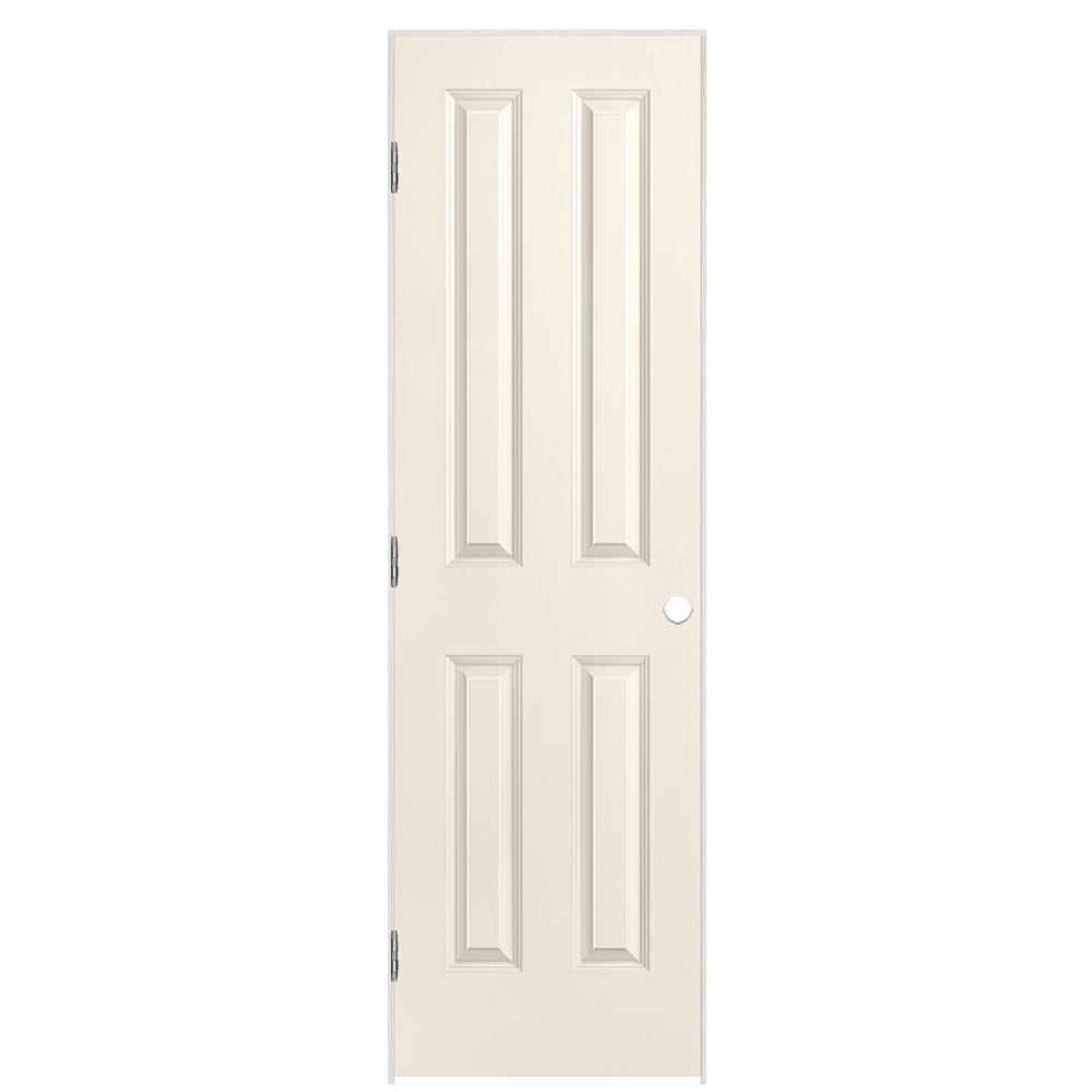 Masonite 1316478 24-in x 80-in Moonglow Solid core 4 panel square Right hand Smooth Prefinished Molded composite Flat Jamb Single Prehung Interior Door