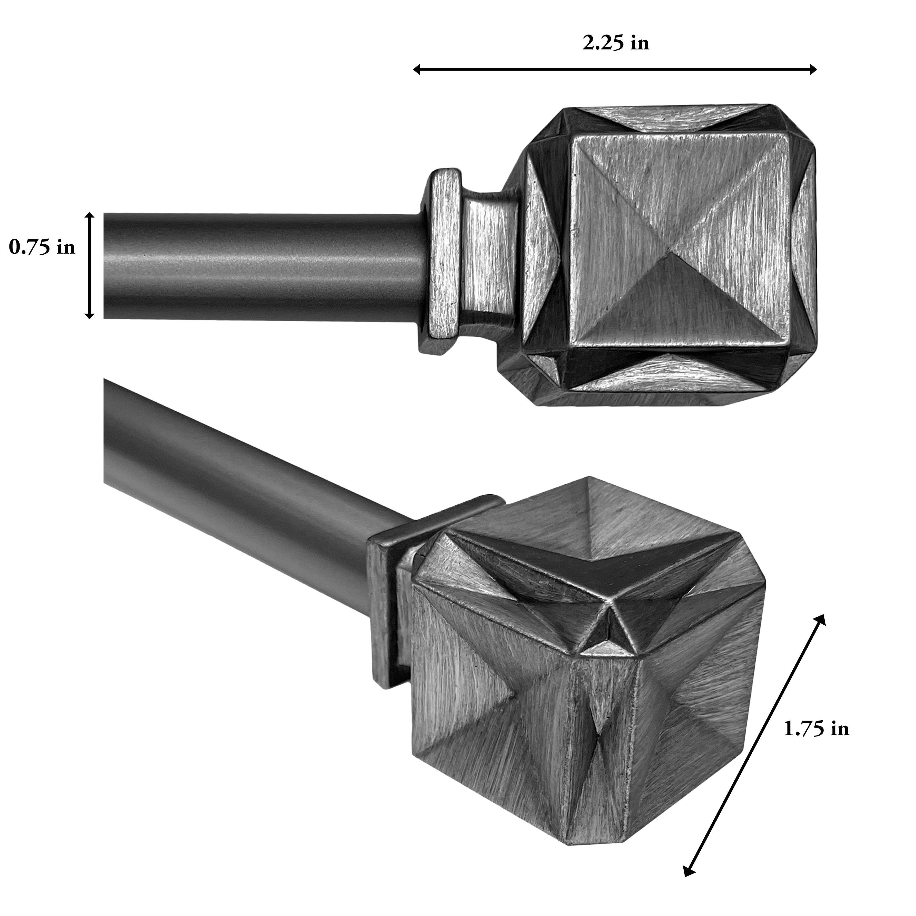 Matte Bronze Adjustable Curtain Rod with Square Finials