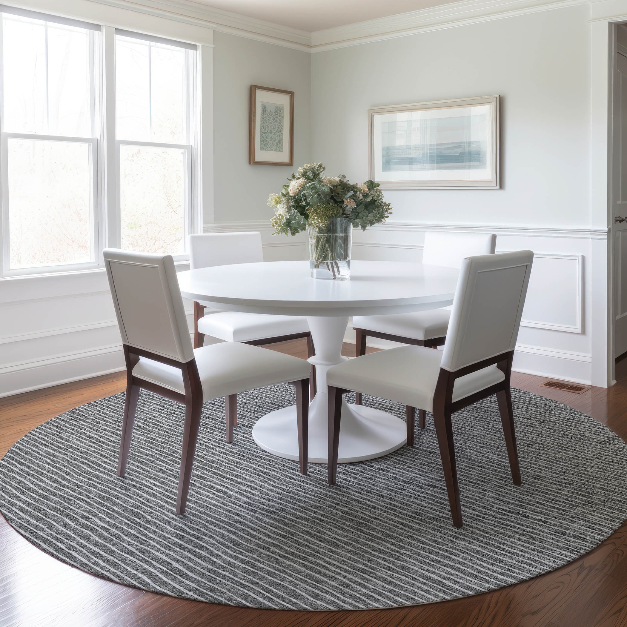 Addison Rugs AMF138GY8RO Mayfield AMF138GY 8 x 8 (ft) Loomed Polyester Gray Round Indoor Geometric Machine washable Area rug
