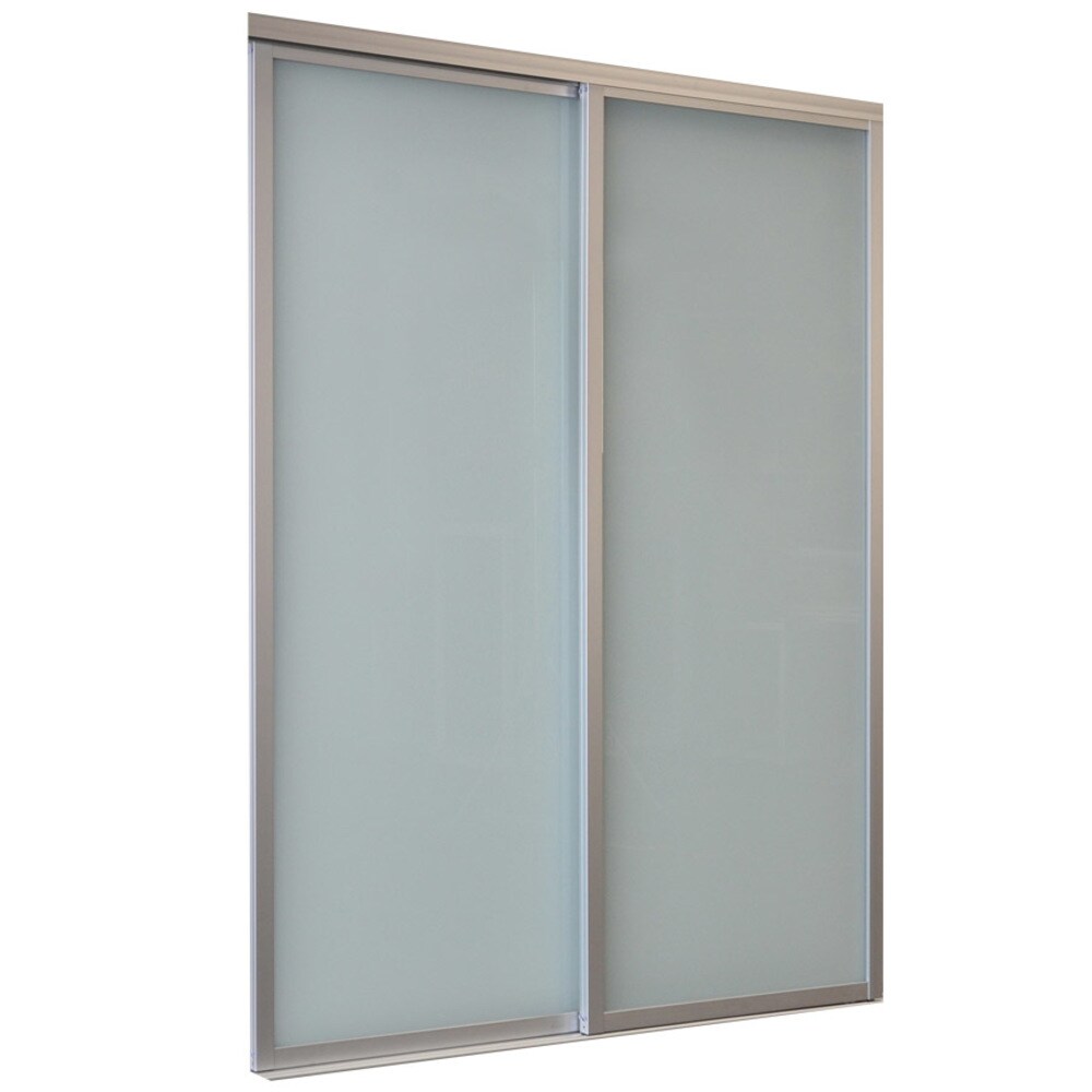 RELIABILT 8007068SSP2WL 9800 Boston 84-in x 80-in Satin silver Frosted glass Prefinished Aluminum Closet Sliding Door ( Hardware Included )