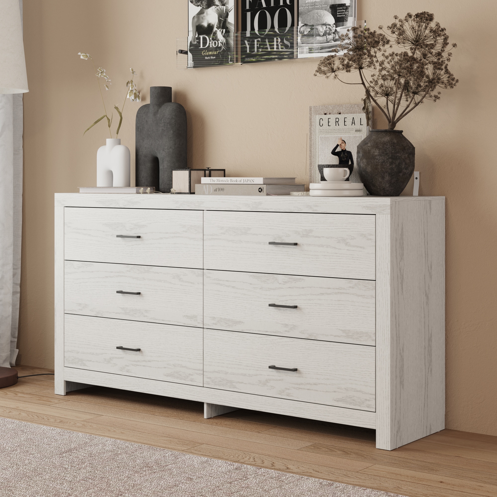 Coaster Bedroom Selena 6-drawer Dresser Cream White 400233