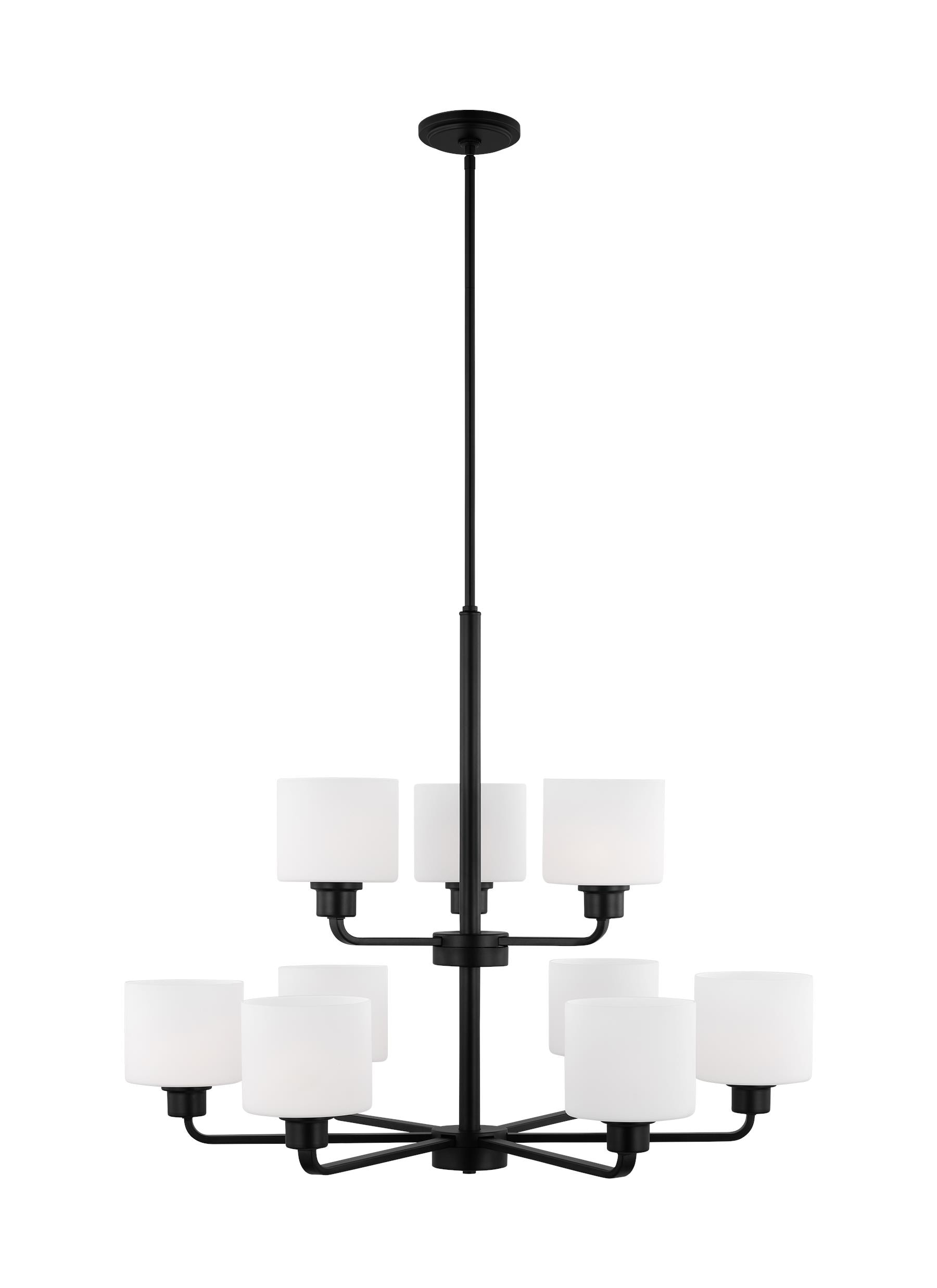 Generation Lighting 3128809EN3-112 Canfield 9 -Light Matte Black Modern/contemporary For Use in Dining Rooms, Foyers, Living Rooms Chandelier