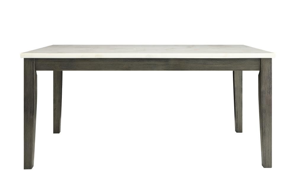 64" Gray Oak and White Marble Rectangular Dining Table