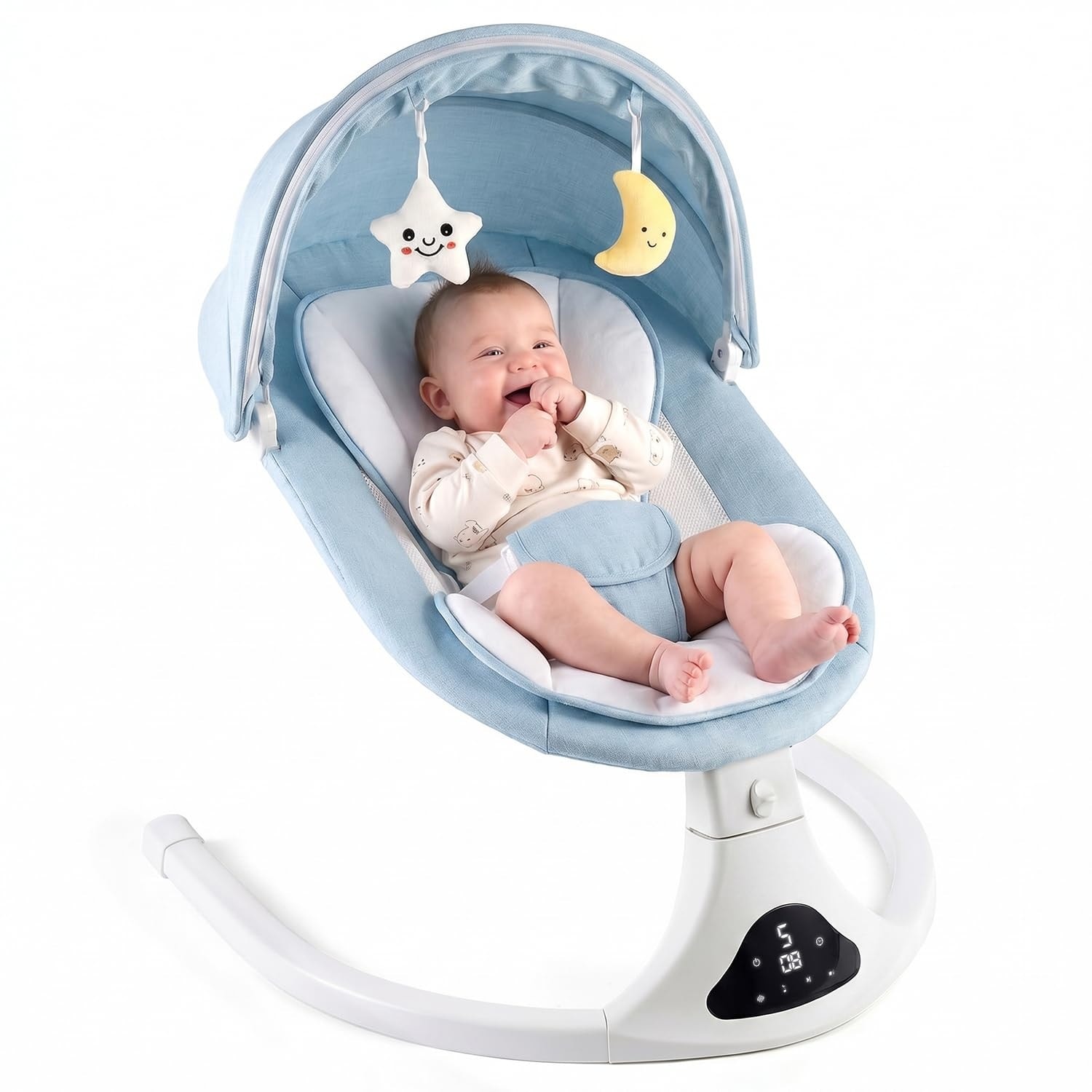 Adrinfly Electric Baby Swing Remote Control Five Motion Speeds Portable Infant Swing for Indoor Outdoor Use Soft Cushion Mesh Seat Removable #L05AD09010
