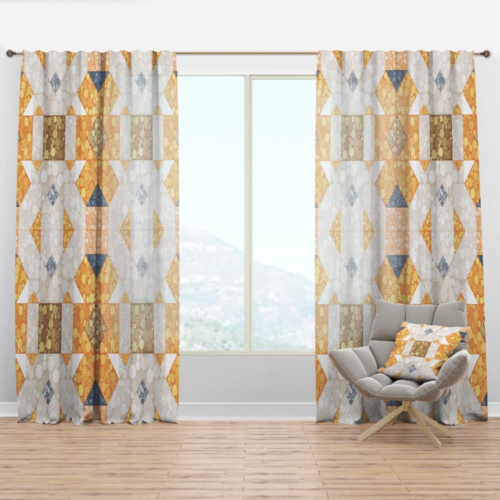 Designart CTN24188-52-95 95-in Yellow Geometric Room darkening Thermal lined Rod pocket Single curtain panel