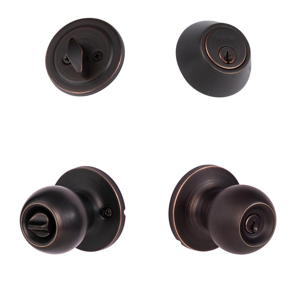 Sure-Loc Hardware TA107/DB201 11P Sure-Loc Door Hardware Tahoe Vintage Bronze Interior/Exterior Single-Cylinder Keyed Entry Door Knob