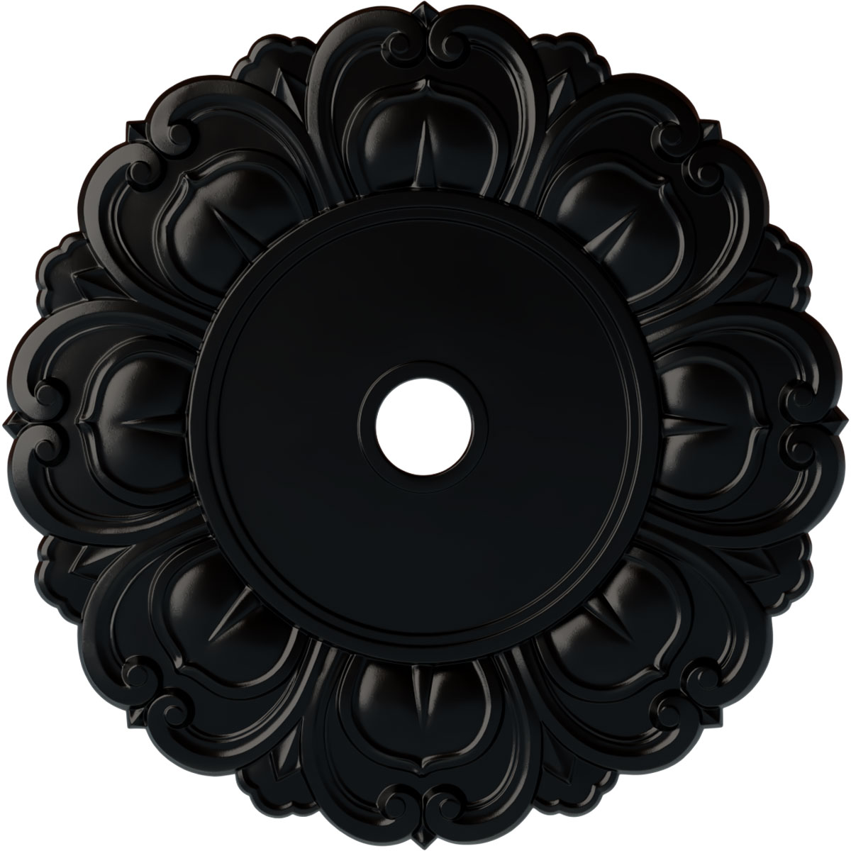 Ekena Millwork CM32ANBLF Angel 32.25-in W x 32.25-in L Painted Jet Black Polyurethane Whole Ceiling Medallion