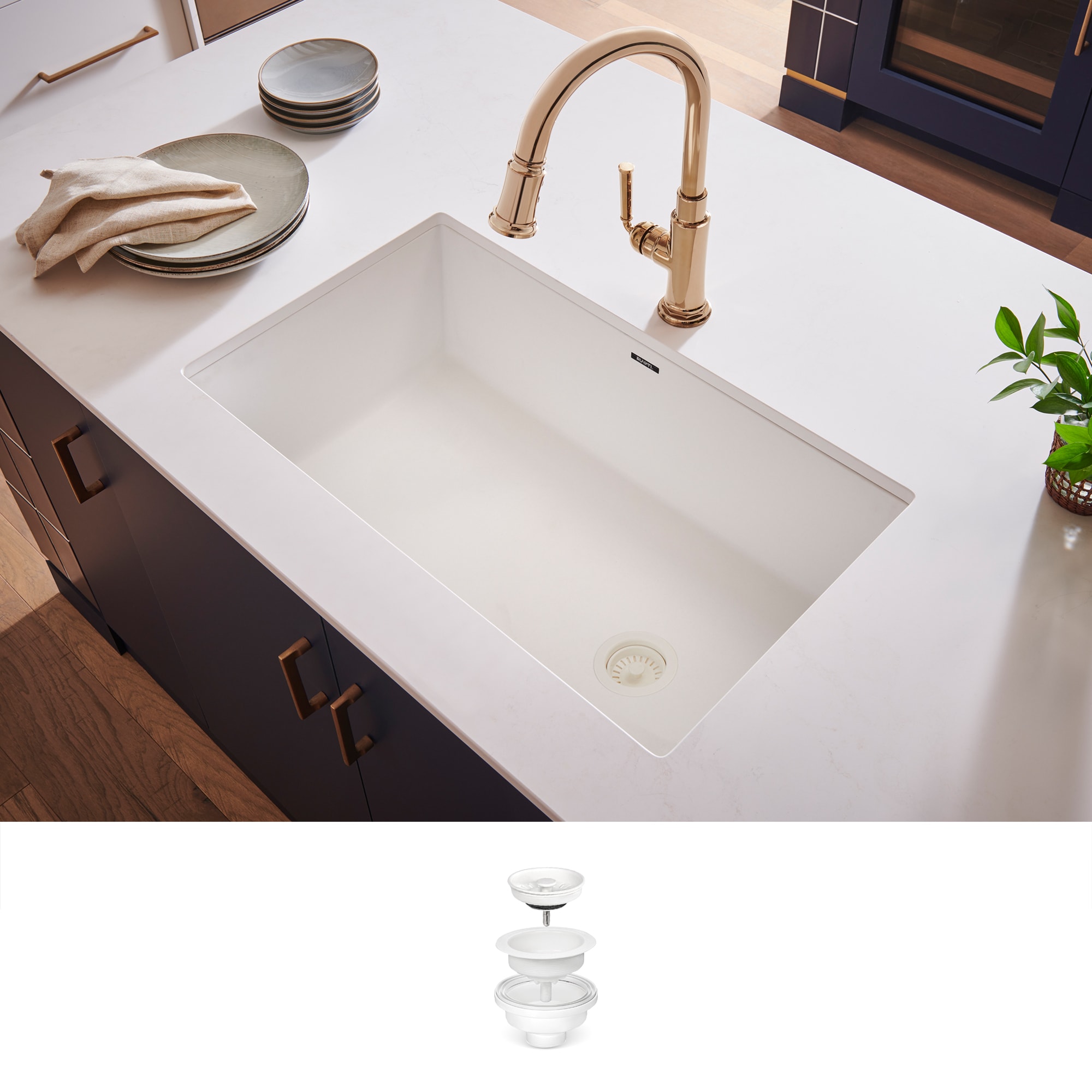 Ruvati RVG2033WH epiGranite Undermount 32-in x 19-in Granite Single bowl Kitchen Sink