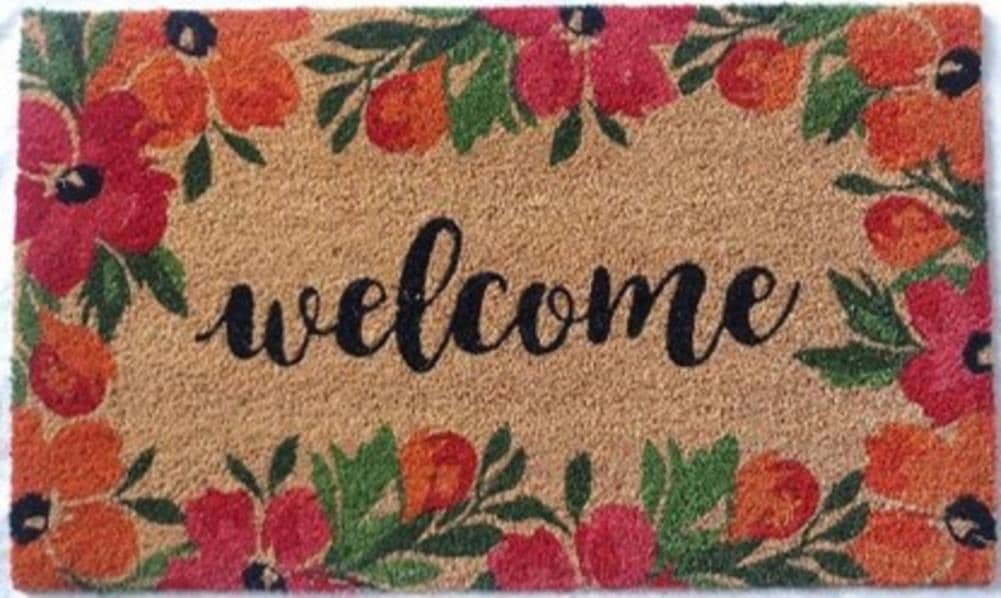 Style Selections JJ-WG-WLFLW 2-ft x 3-ft Multi Coir Rectangular Indoor Decorative Welcome Door Mat