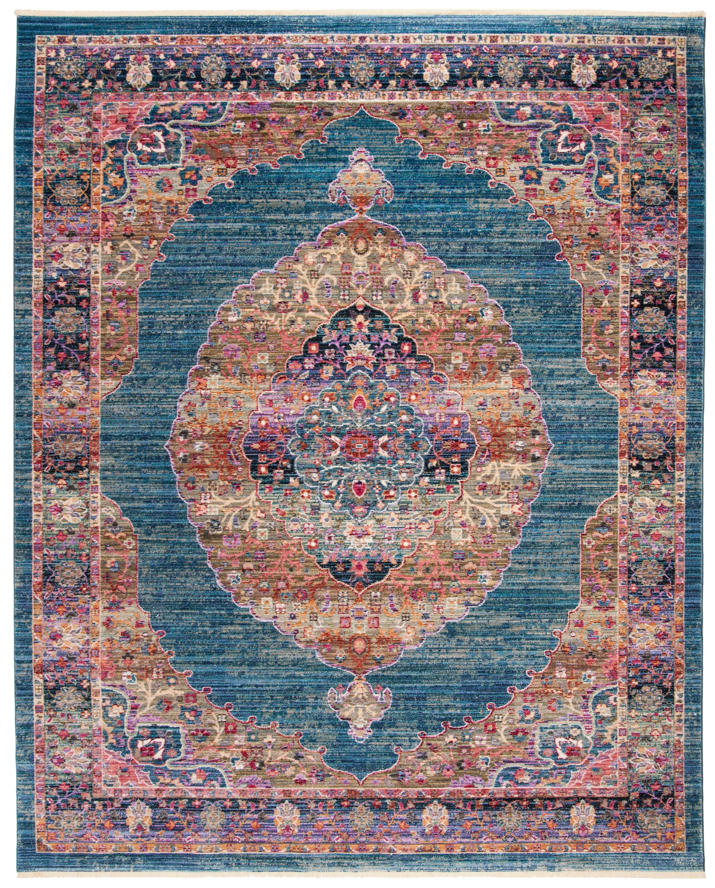 Blissful Nirvana Navy & Multicolor Cotton-Synthetic Area Rug, 8' x 10'