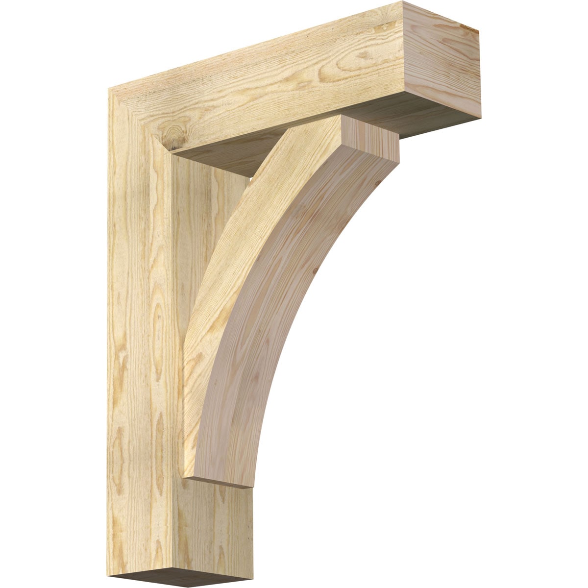 Ekena Millwork 1464080 Thorton block rough sawnbracket with offset brace 8-in x 26-in x 34-in Douglas fir Brown Wood Standard bracket
