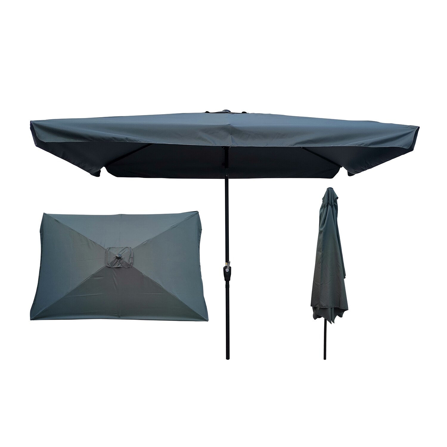 SINOFURN 10x6 ft Gray Rectangular Market Umbrella - Waterproof ...