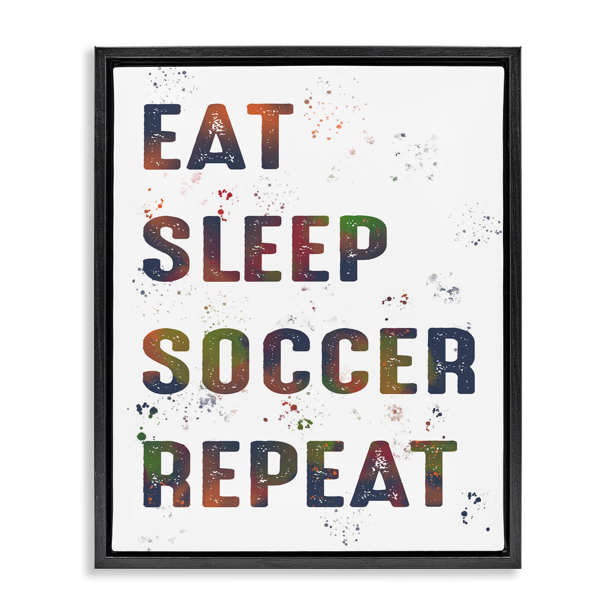 Stupell Industries BS-066-FFB-16X20 Eat Sleep Soccer Repeat Black Framed Floater Canvas Wall Art By Marcus Prime 17 x 21