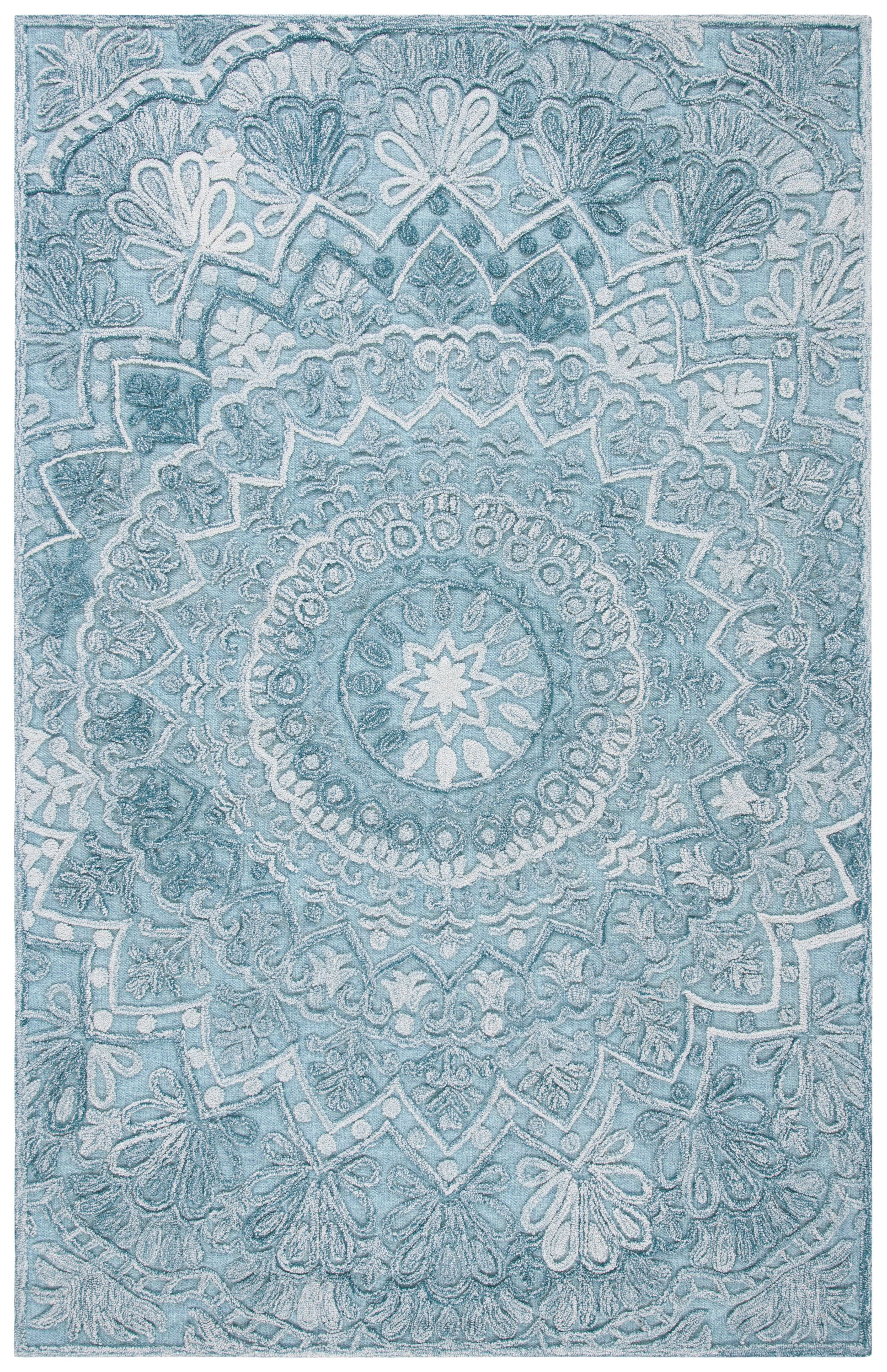 Safavieh TRC601K-5 Trace Danijela 5 x 8 (ft) Tufted Polyester Turquoise/Green Rectangular Indoor Floral/Botanical Bohemian/Eclectic Area rug