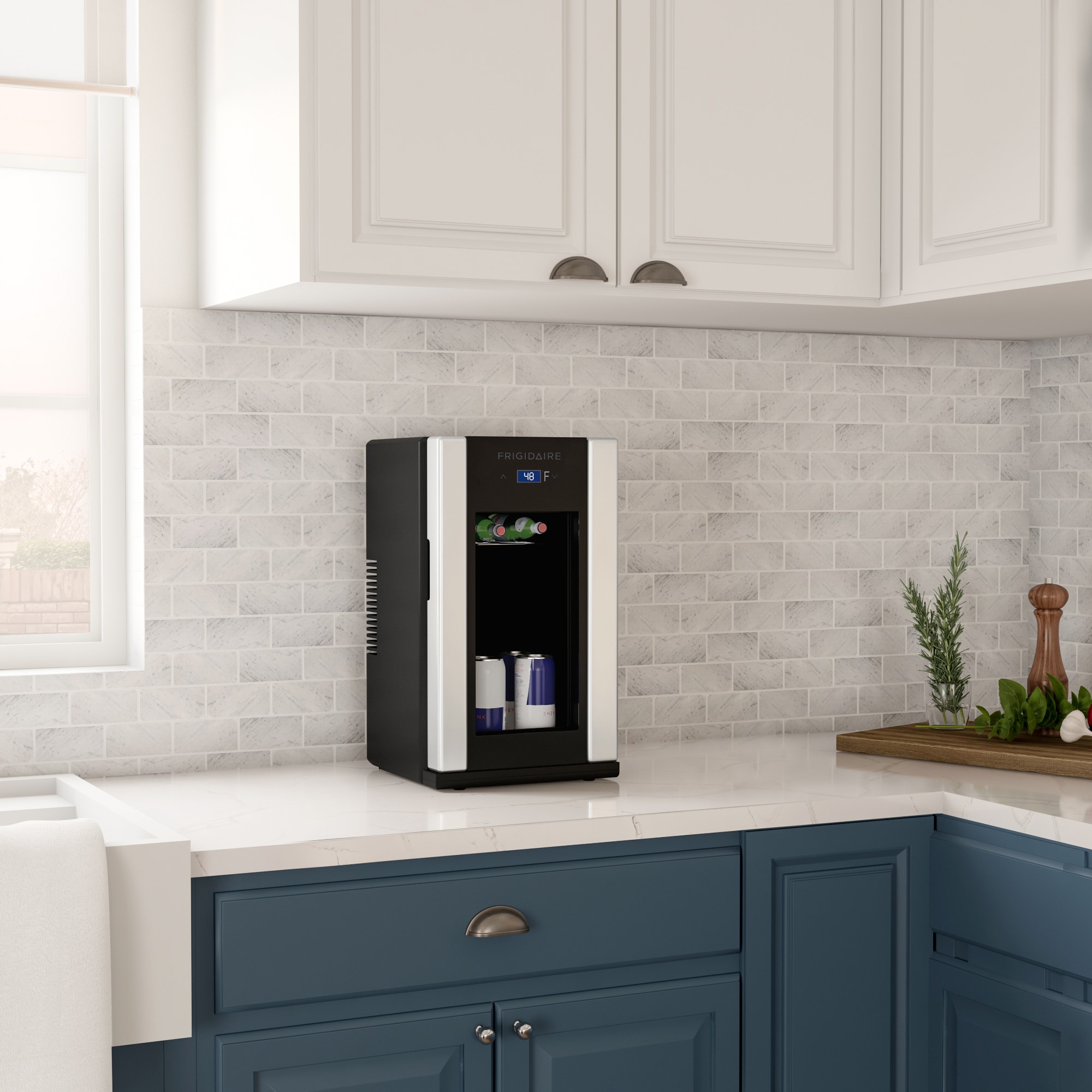 Compact Stainless Steel Mini Beverage Fridge with Glass Door