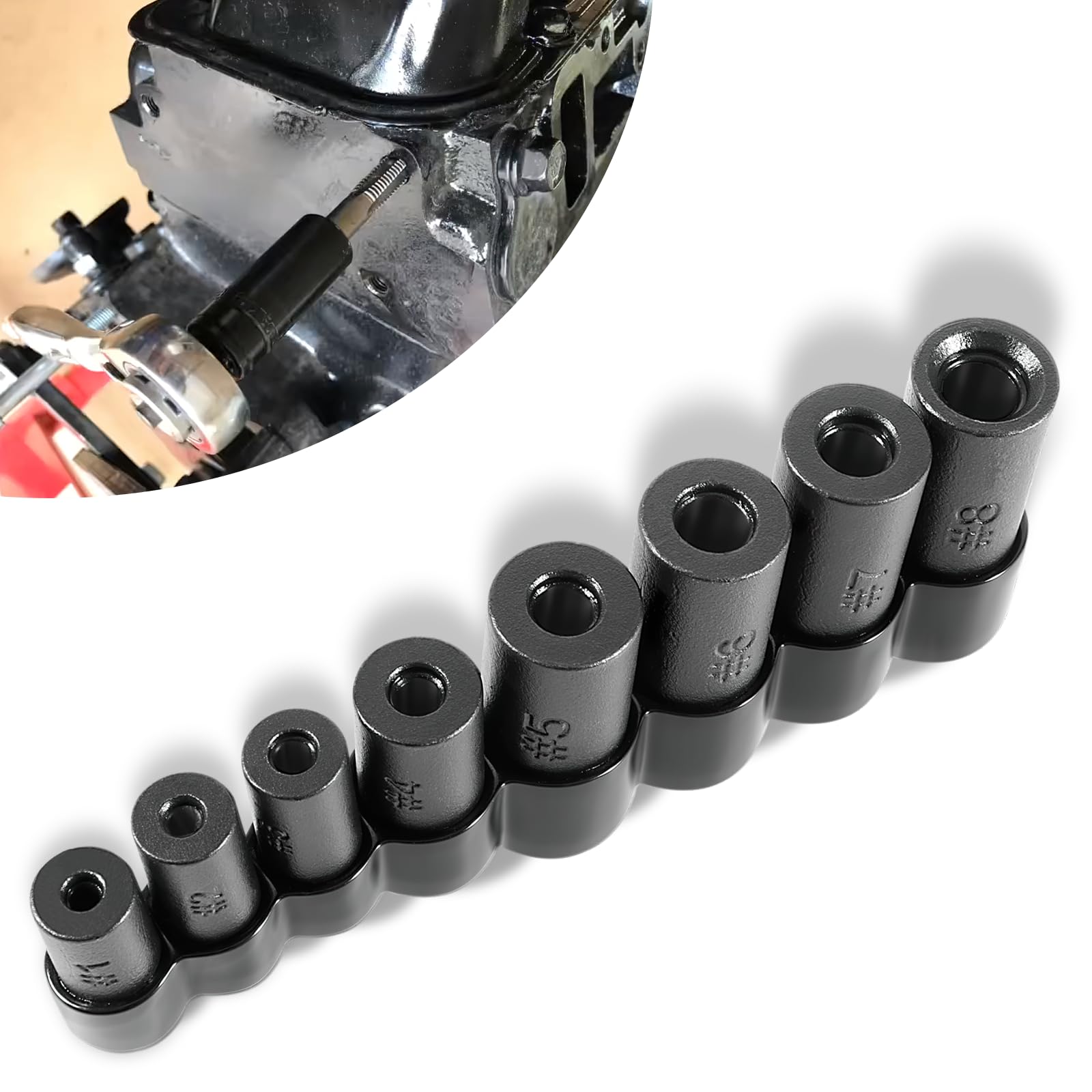 SenQWFa Tap Socket Wrench Set 8 Piece Use with 1 quarter and 3 eighth Drive Fits MCTI Standard Taps Thru 1 half and 1 eighth NPT Taps #LDC0811Q406