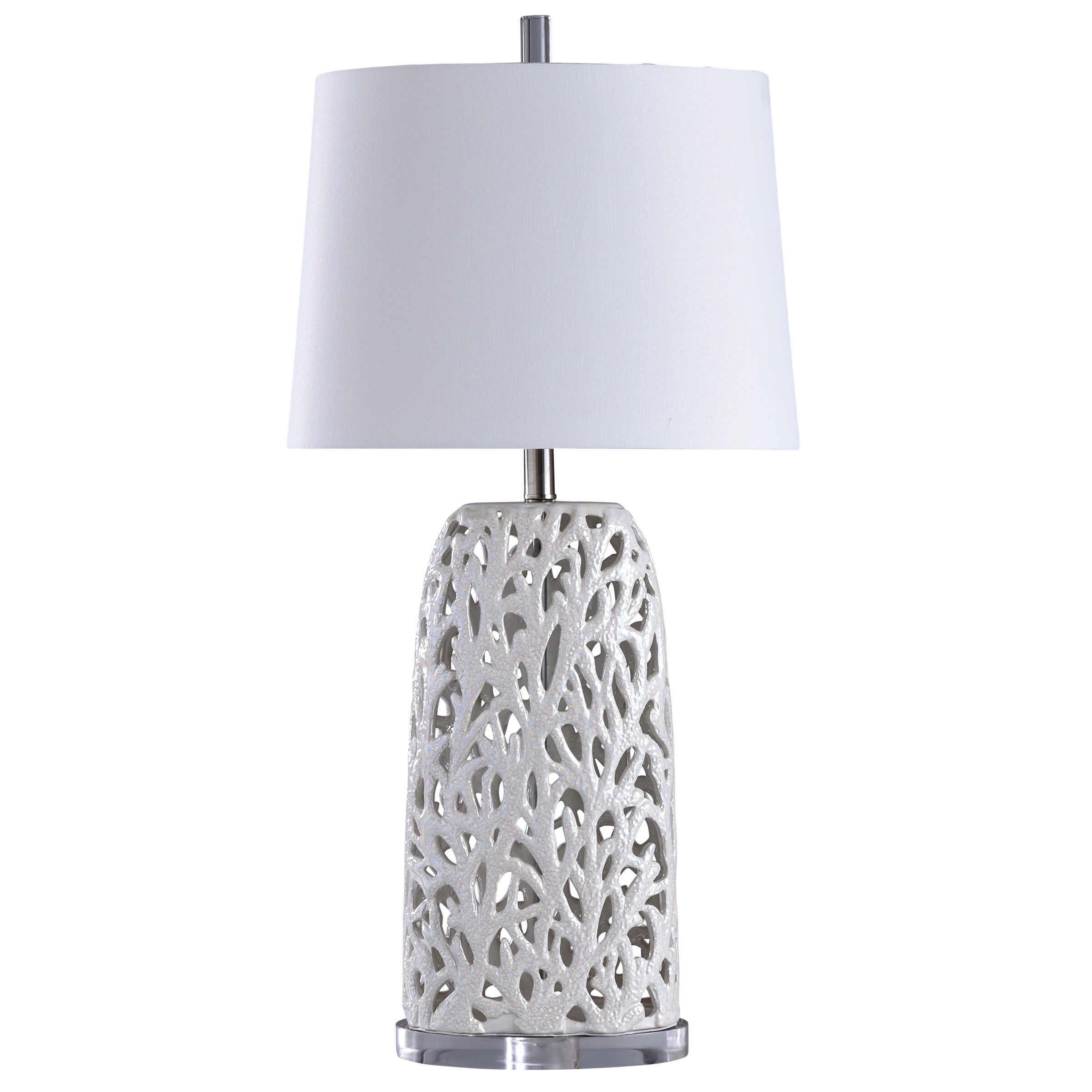 StyleCraft Home Collection 33-in White 3-Way Table Lamp with Plastic ...