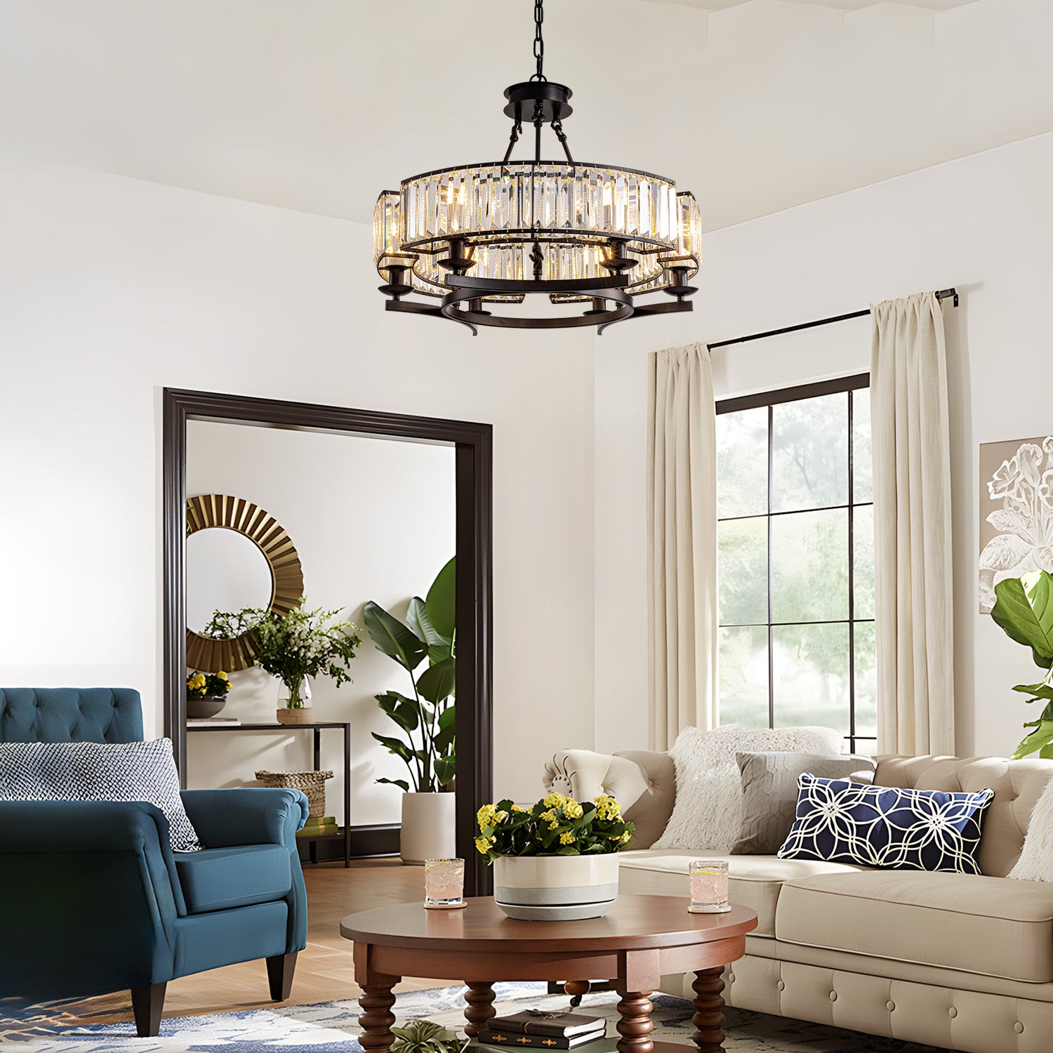 SILJOY AA-004 Round Modern Rustic Small Crystal Chandelier Using Indoor (Bulb Not Included)
