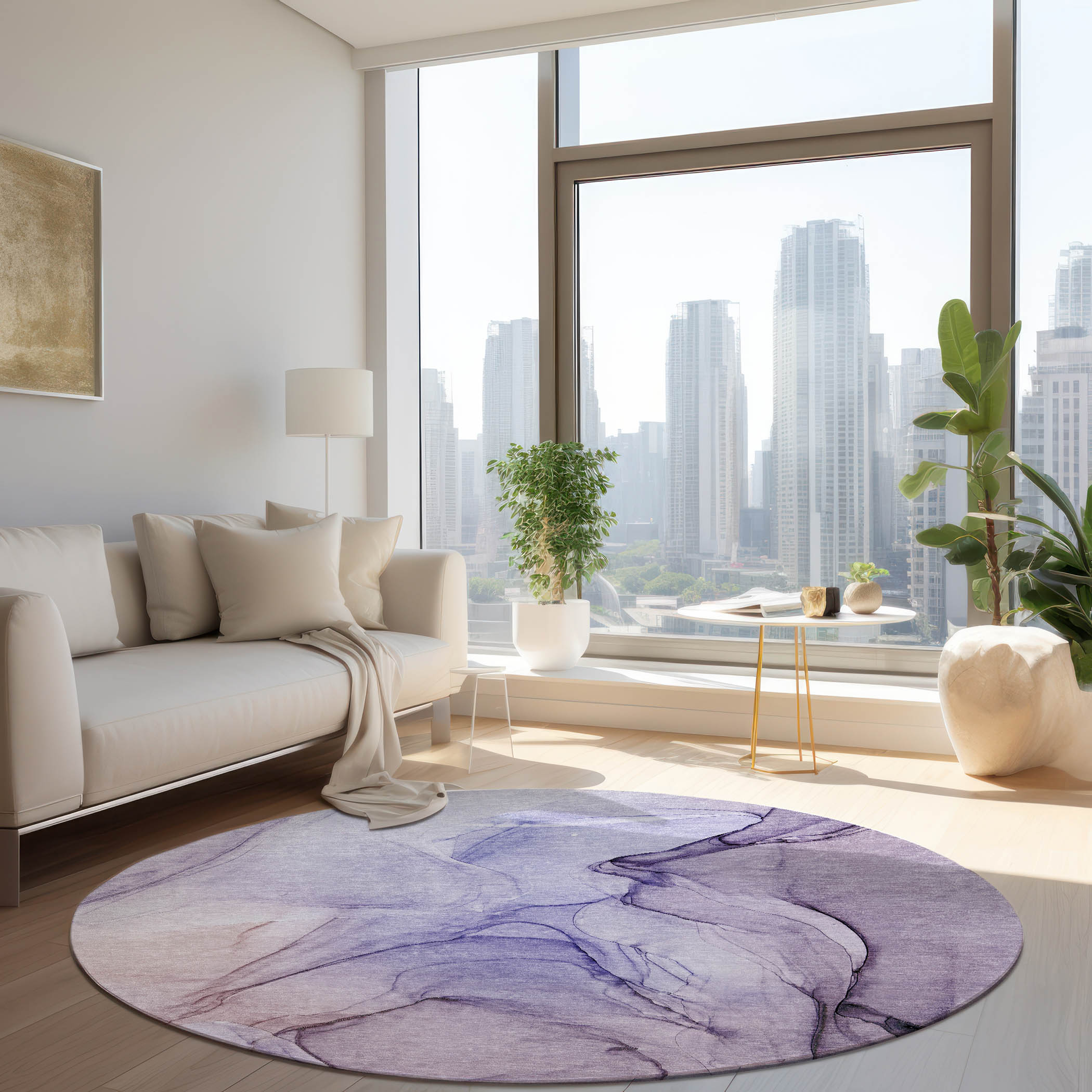 Addison Rugs ACN502PP8RO Chantille ACN502PP 8 x 8 (ft) Polyester Purple Round Indoor/Outdoor Geometric Machine washable Area rug