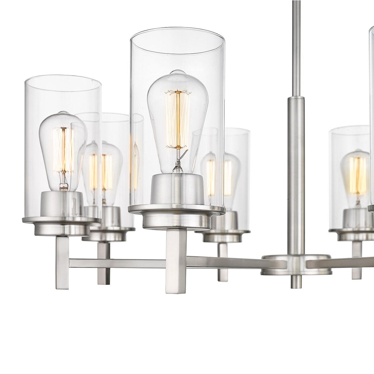 Janna 30" Brushed Nickel Modern Cylinder Chandelier with Clear Glass