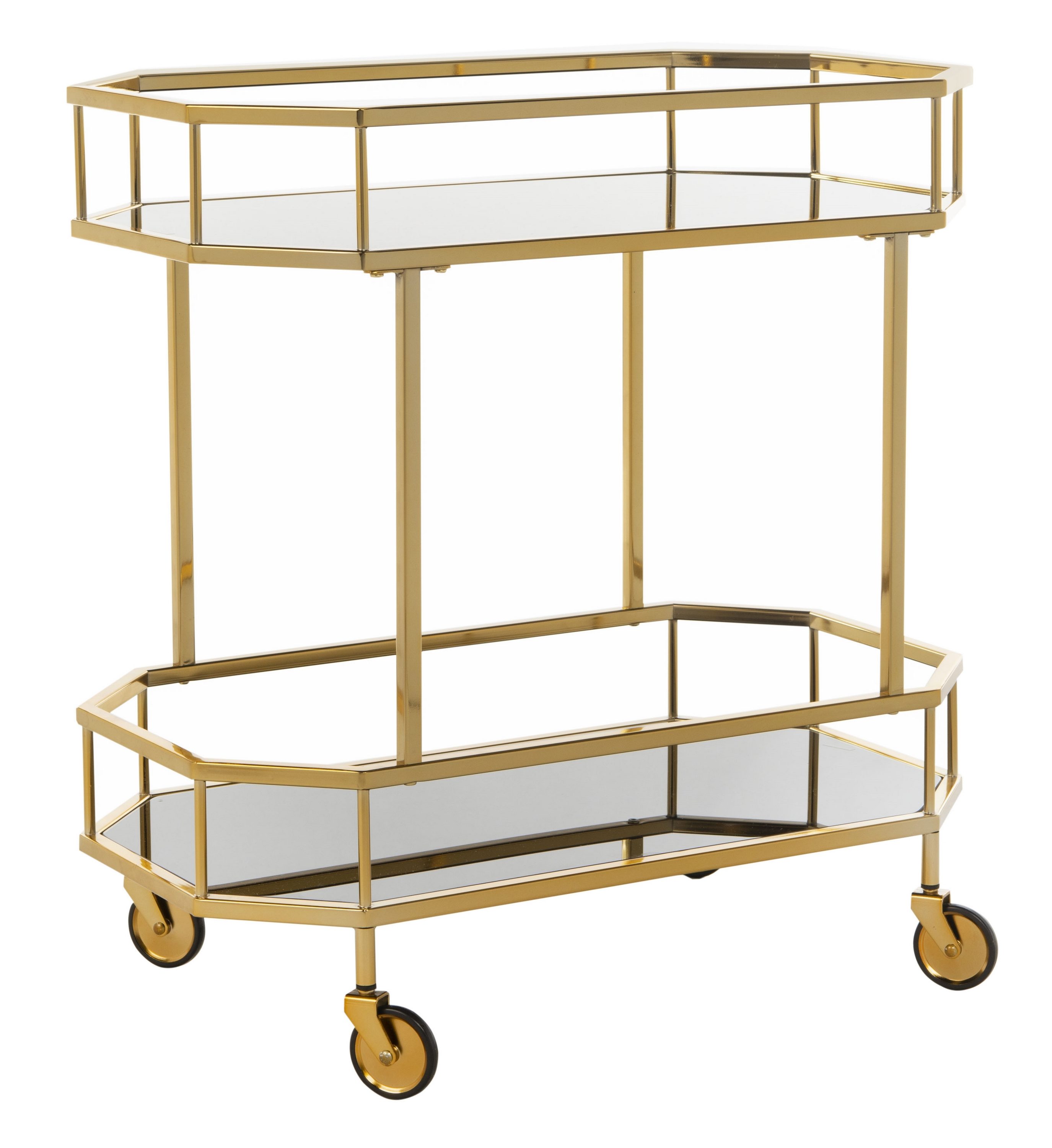 Safavieh Gold Metal Base with Glass Top Rolling Kitchen Cart (29.6-in x ...