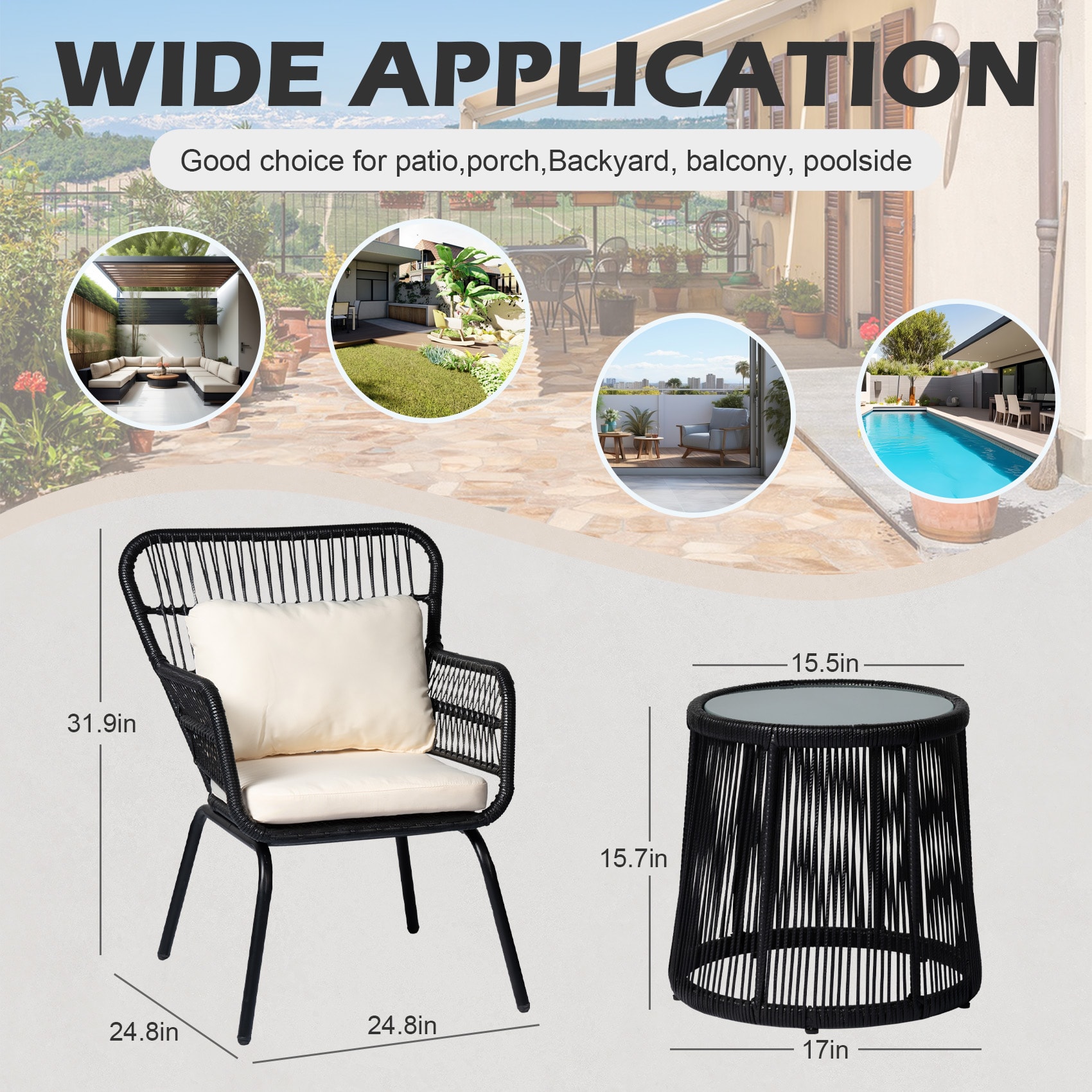 Grearden LS-NF020BLK-BG Patio-Conversation-Sets - View #7