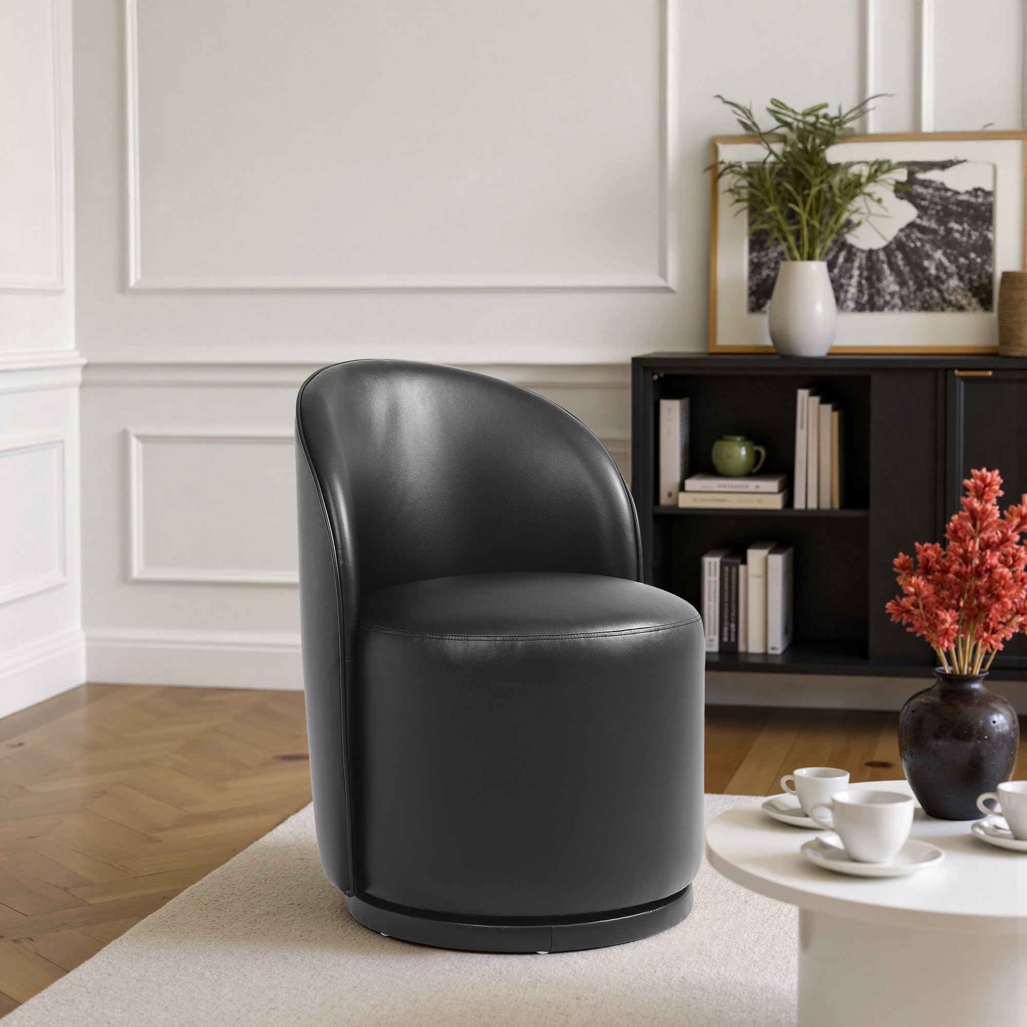 Dreamsidea Swivel Barrel Dining Chair - Modern Upholstered Armless Accent - 360 Rotation