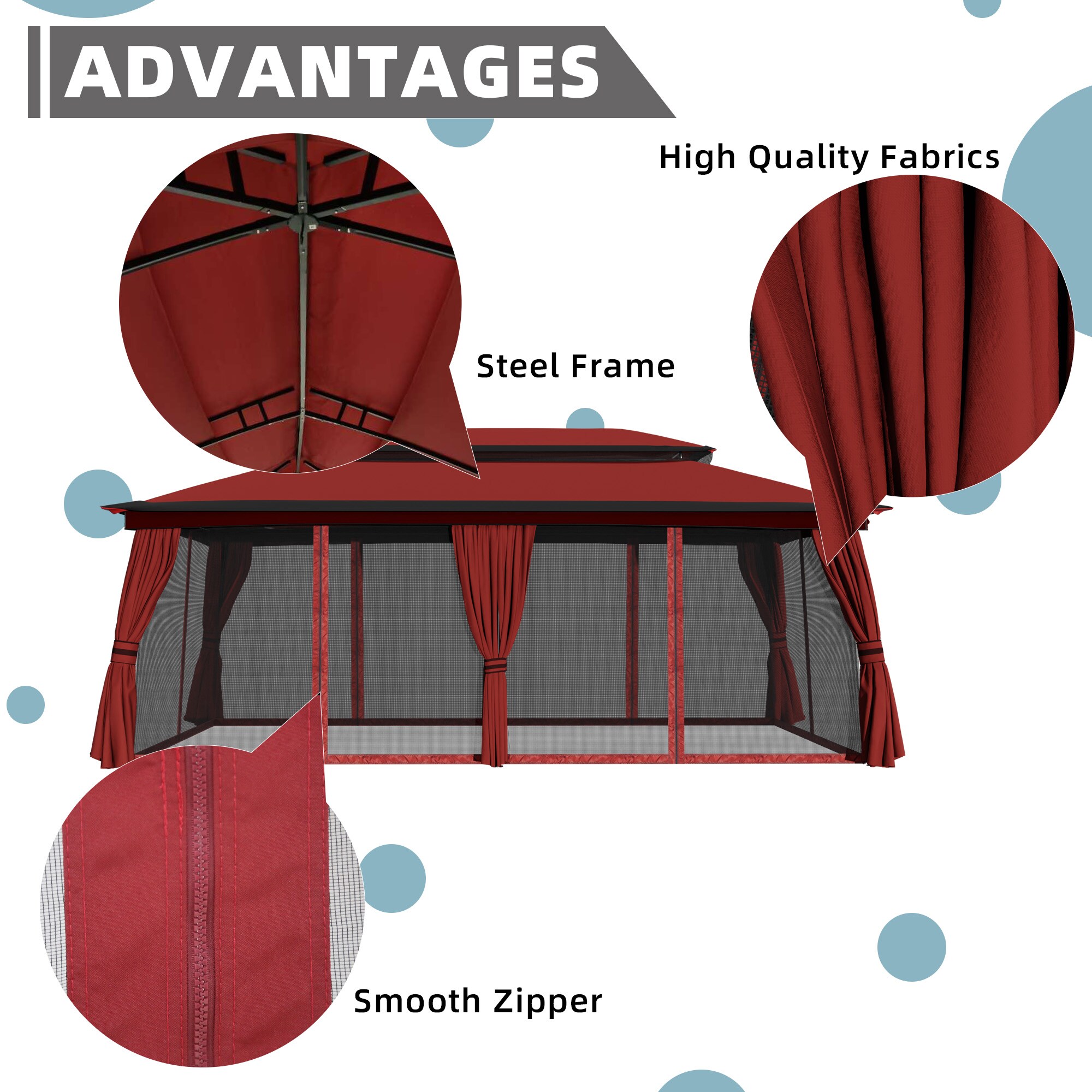 Gardenbee HGL-J22-RED Wood-Resin-Gazebos - View #5