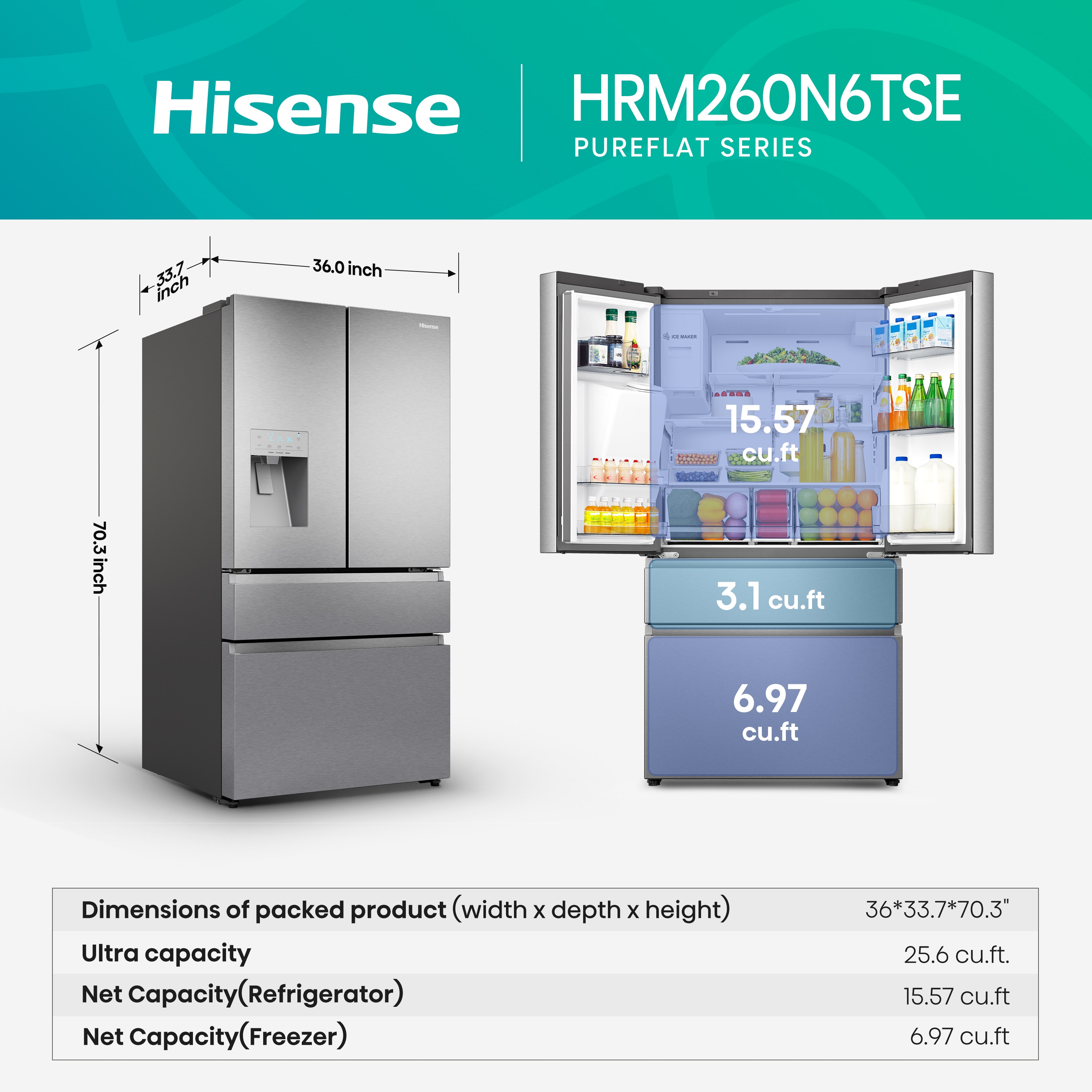 Hisense HRM260N6TSE French-Door-Refrigerators - View #5