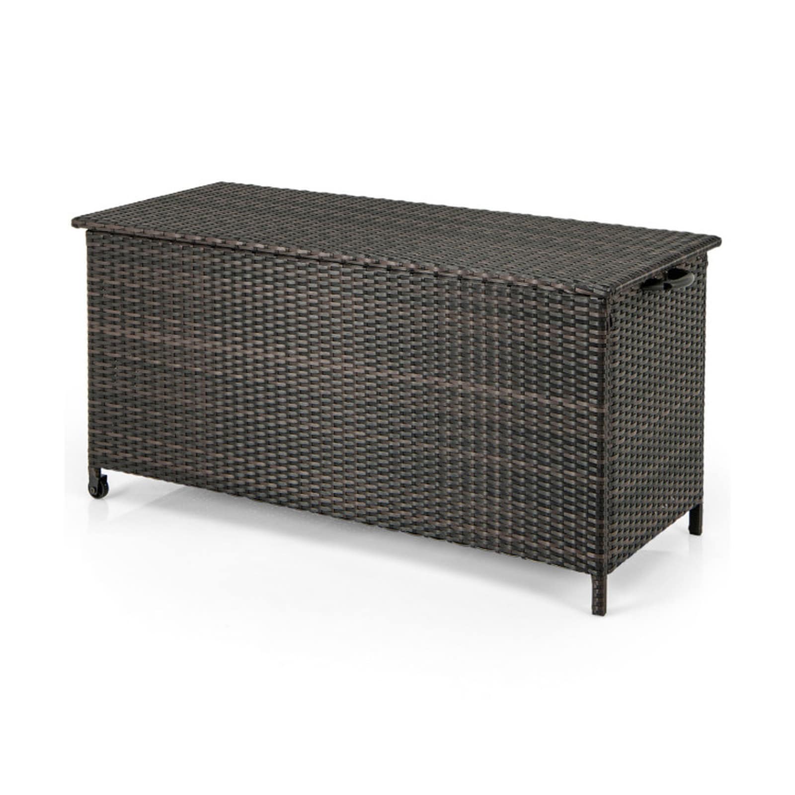 SUGIFT - Indoor Outdoor 85-gal Storage Container 54-in Rattan Cabinet with Waterproof Liner Unive...