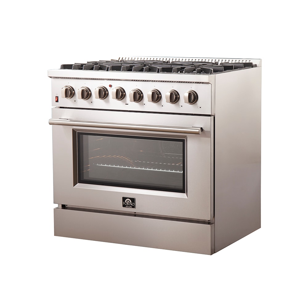 FORNO Galiano Titanium 36-in Glass Top 5 Burners 5.36-cu ft Steam Cleaning  Air Fry Freestanding Electric Range (Stainless Steel) in the Single Oven  Electric Ranges department at