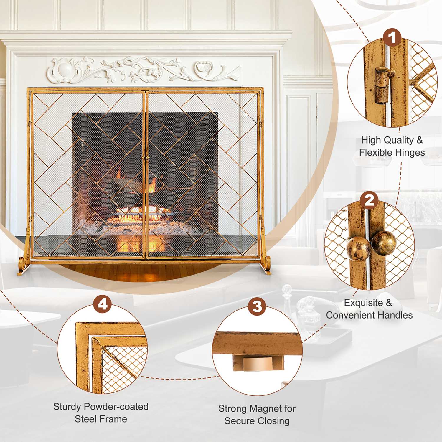 Costway CSHY002990 Fireplace-Screens - View #7