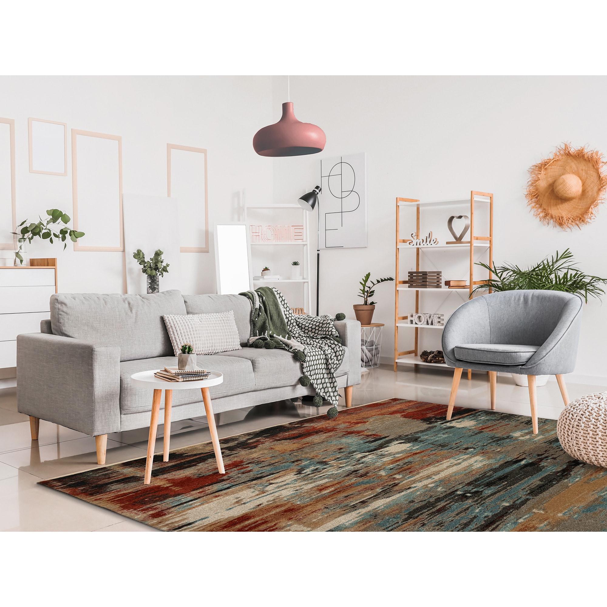 Liora Manne ASD58813324 Ashford 5 x 8 (ft) Polypropylene Red Rectangular Indoor Geode Industrial Area rug