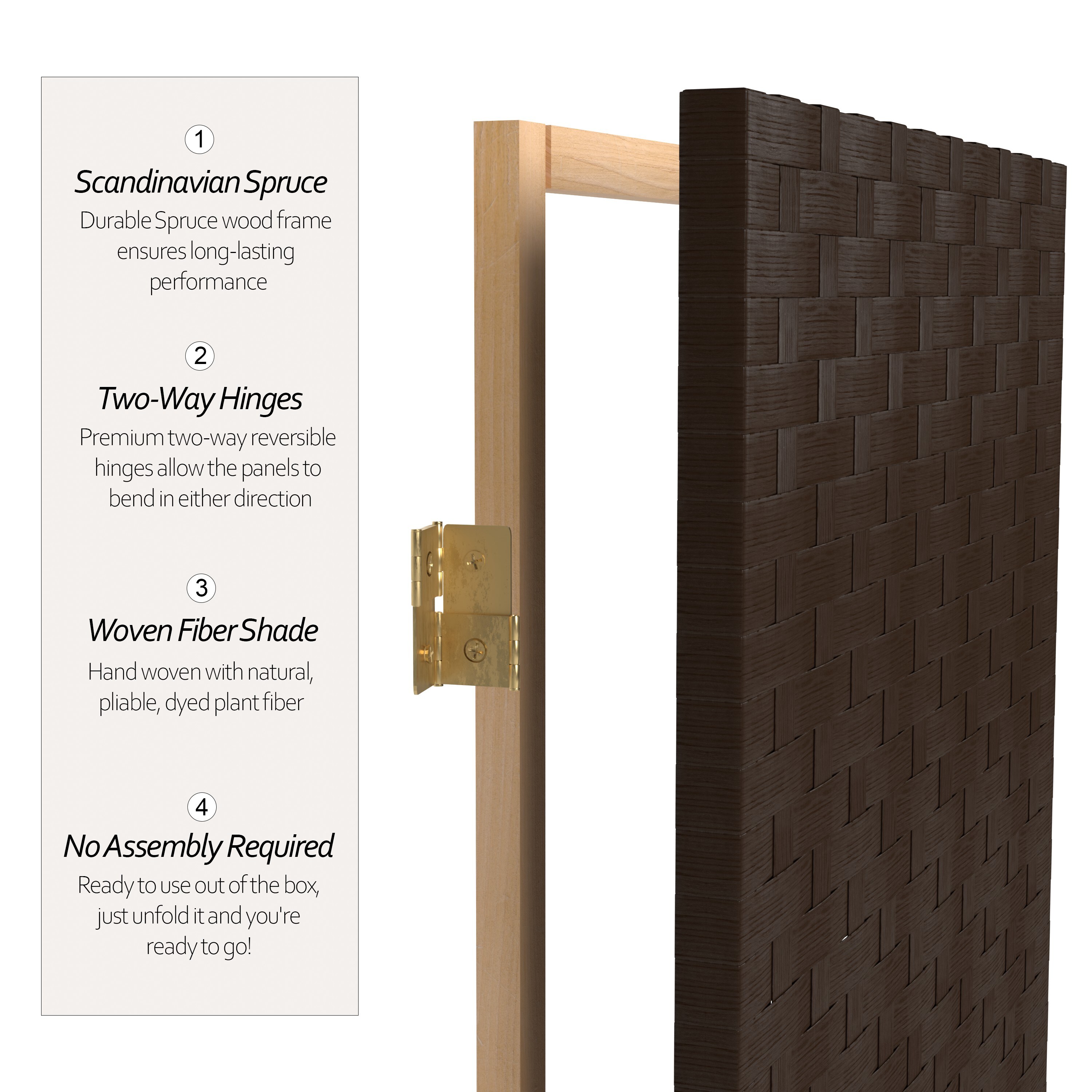Oriental Furniture SSFIBER-4P-DMOC Indoor-Privacy-Screens - View #2