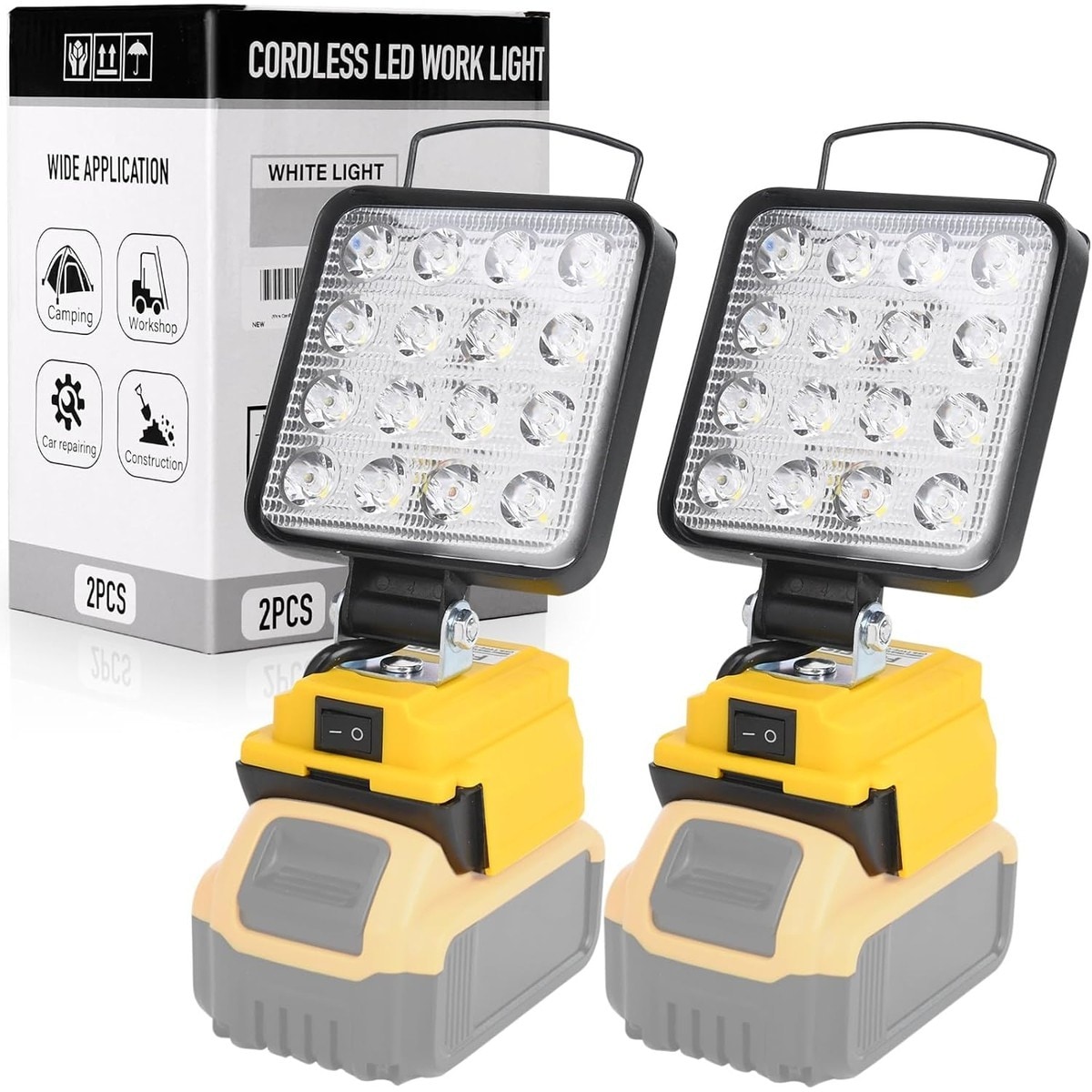 LIUSXAQI  2 Pack 48W 4800LM Portable LED Work Light with USB and Type-C Charging for Camping Emergency Job Site Lighting