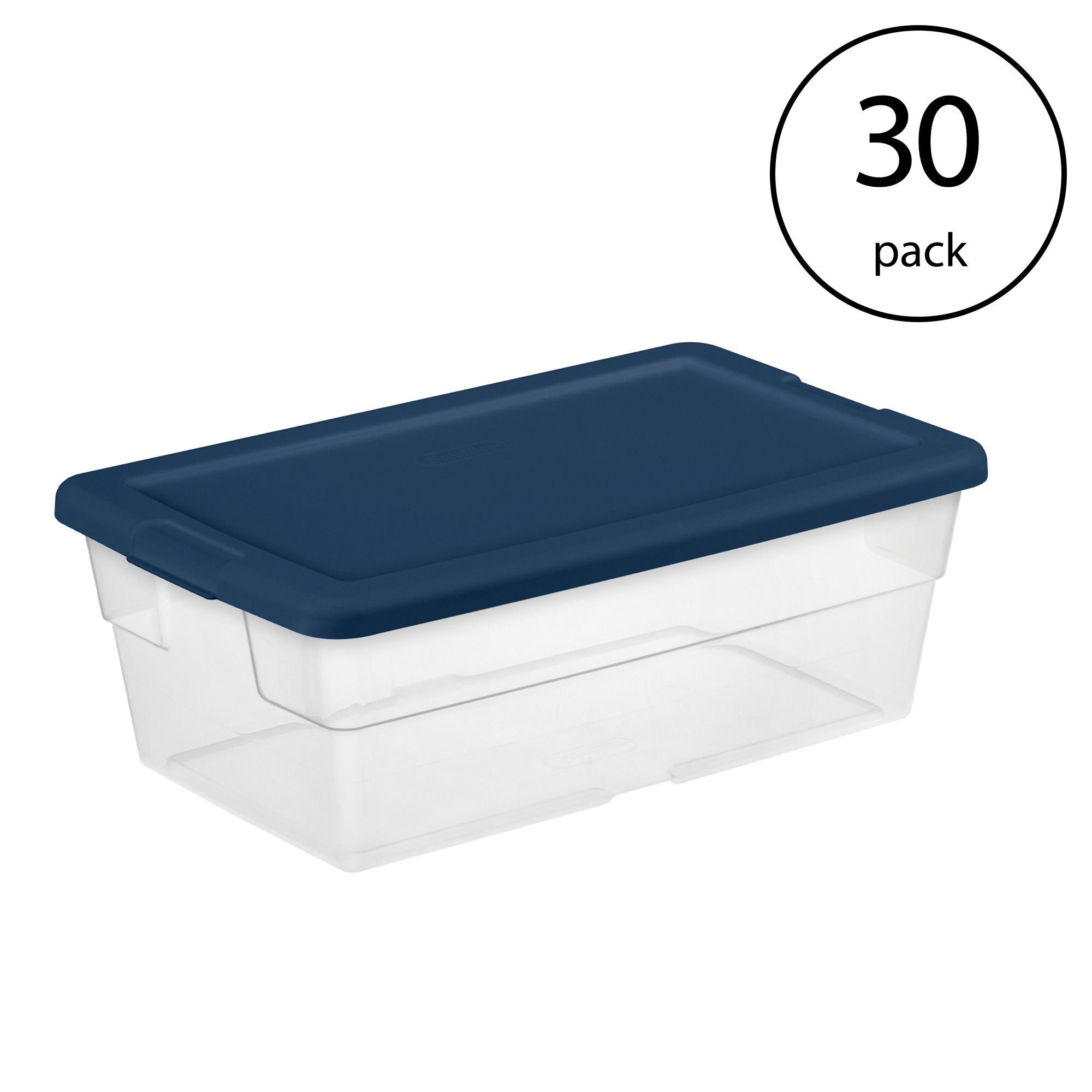 Sterilite 16 qt. Stackable Storage Box Container with Marine Blue