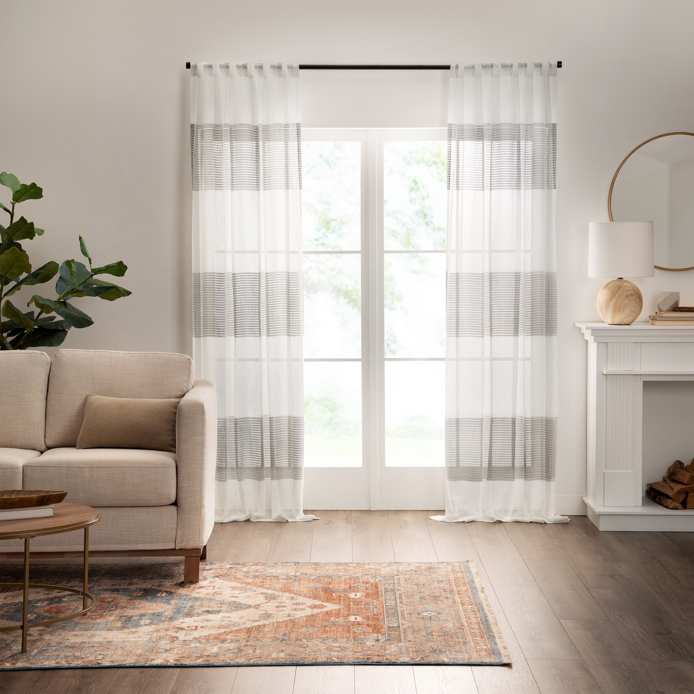 Mercantile 22716801442 84-Inches Grey Light filtering Standard lined Rod pocket Single curtain panel