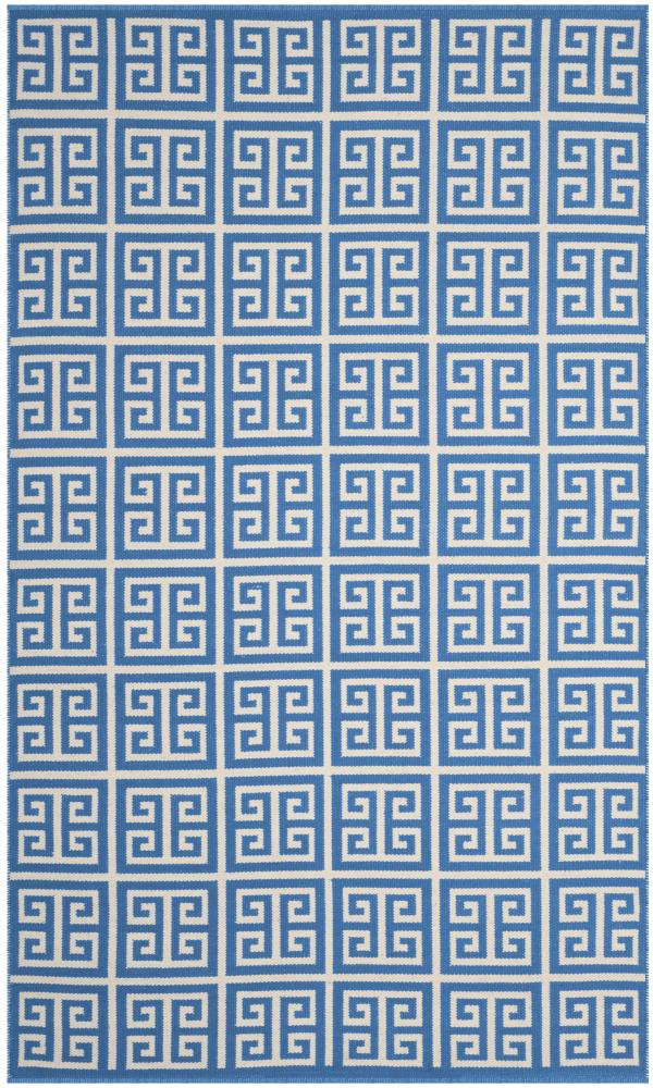 Safavieh MTK724C-5 Montauk Topsail 5 x 8 (ft) Cotton Blue/Ivory Rectangular Indoor Coastal Area rug